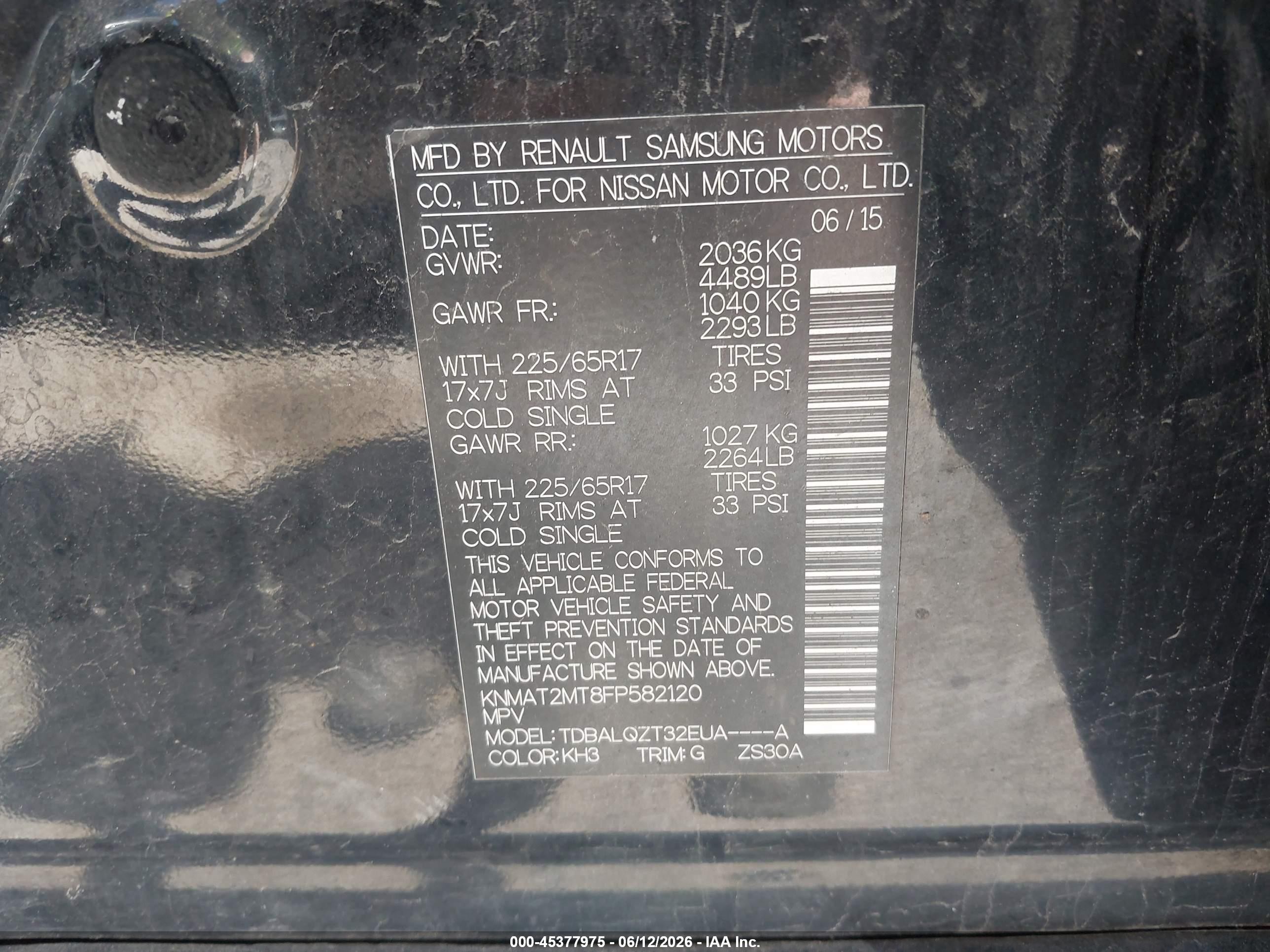 2015 Nissan Rogue Sv Black vin: KNMAT2MT8FP582120