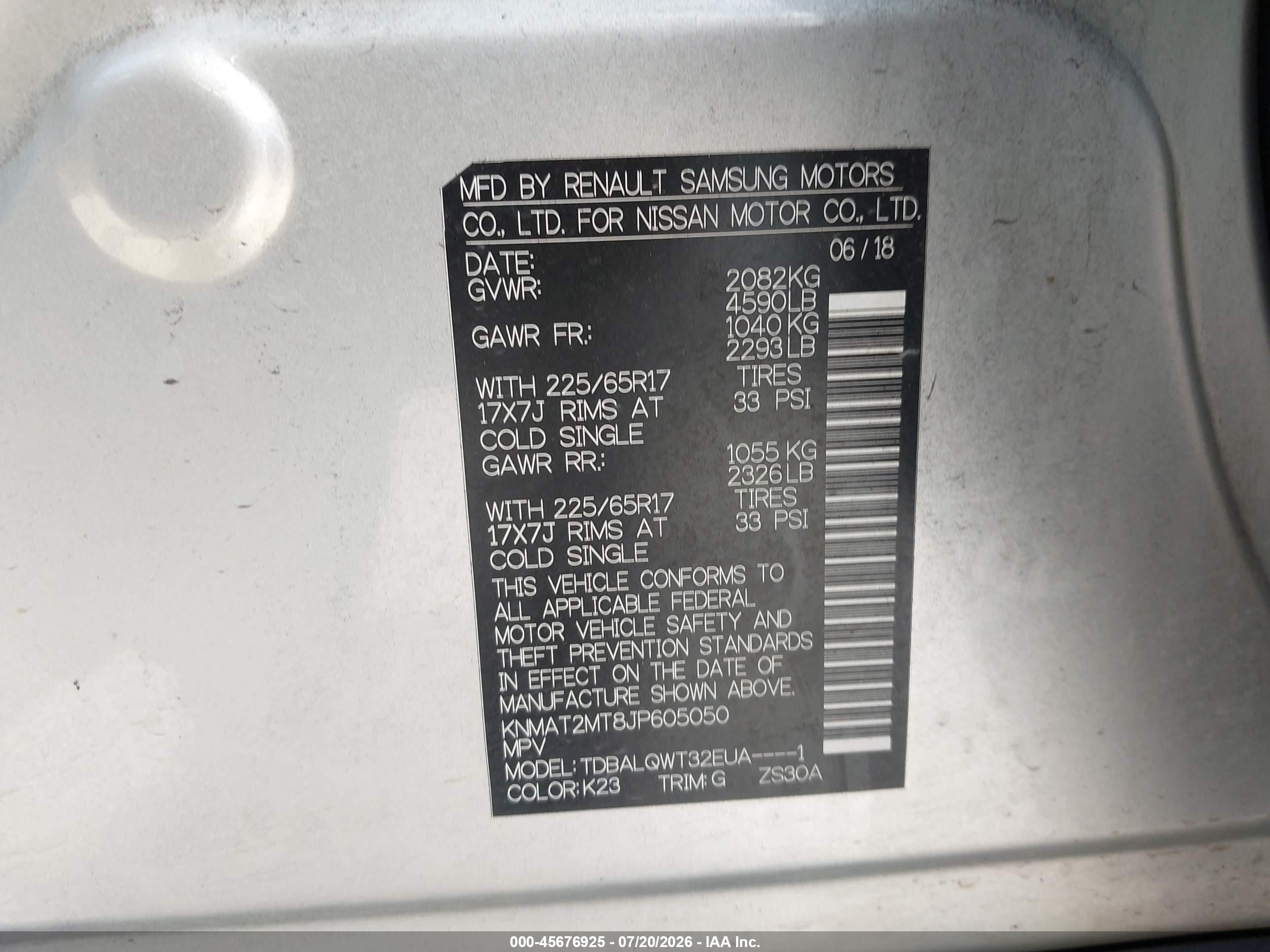 2018 Nissan Rogue Sv Silver vin: KNMAT2MT8JP605050