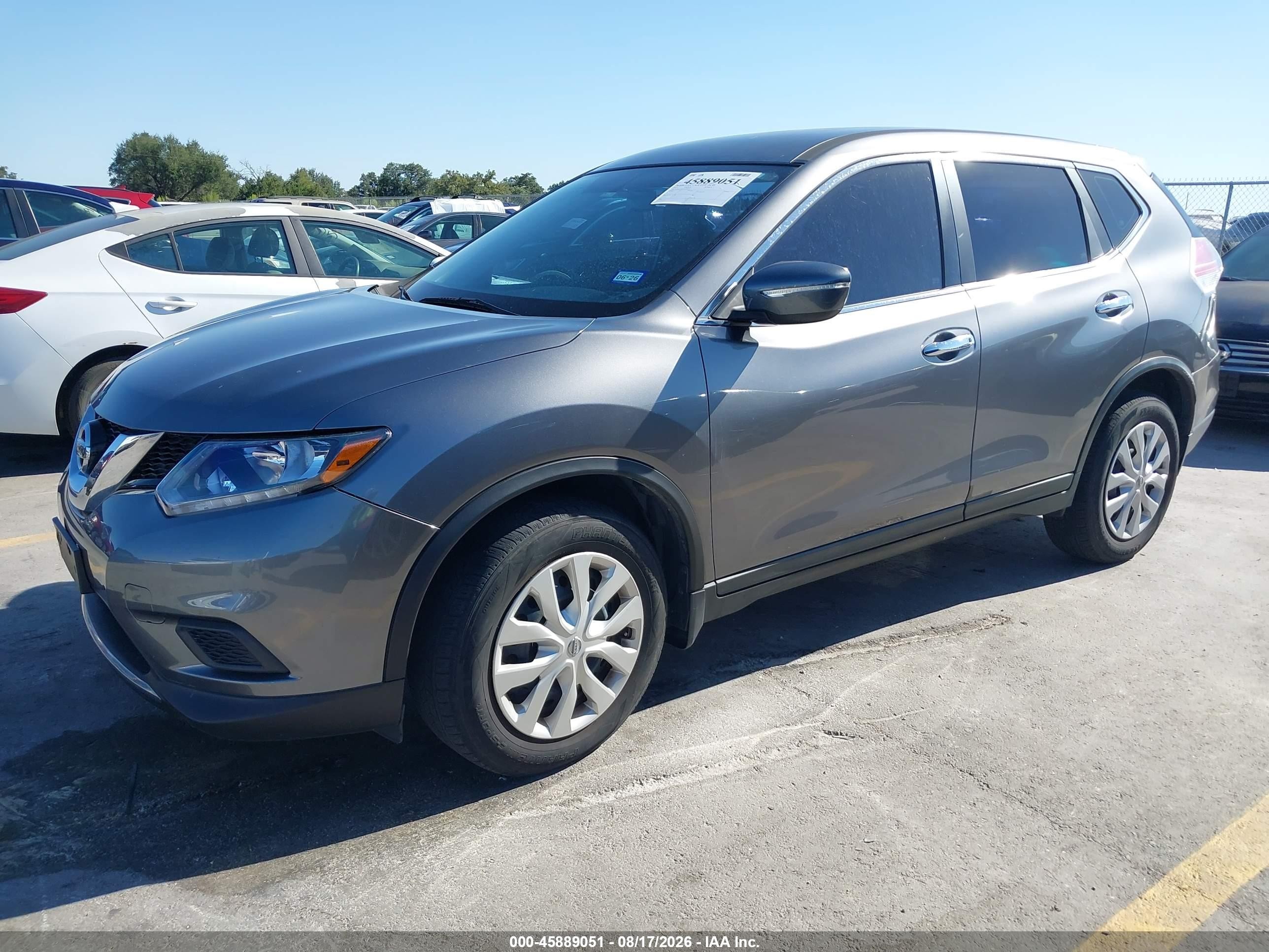 2015 Nissan Rogue S/sl/sv Gray vin: KNMAT2MT9FP509337