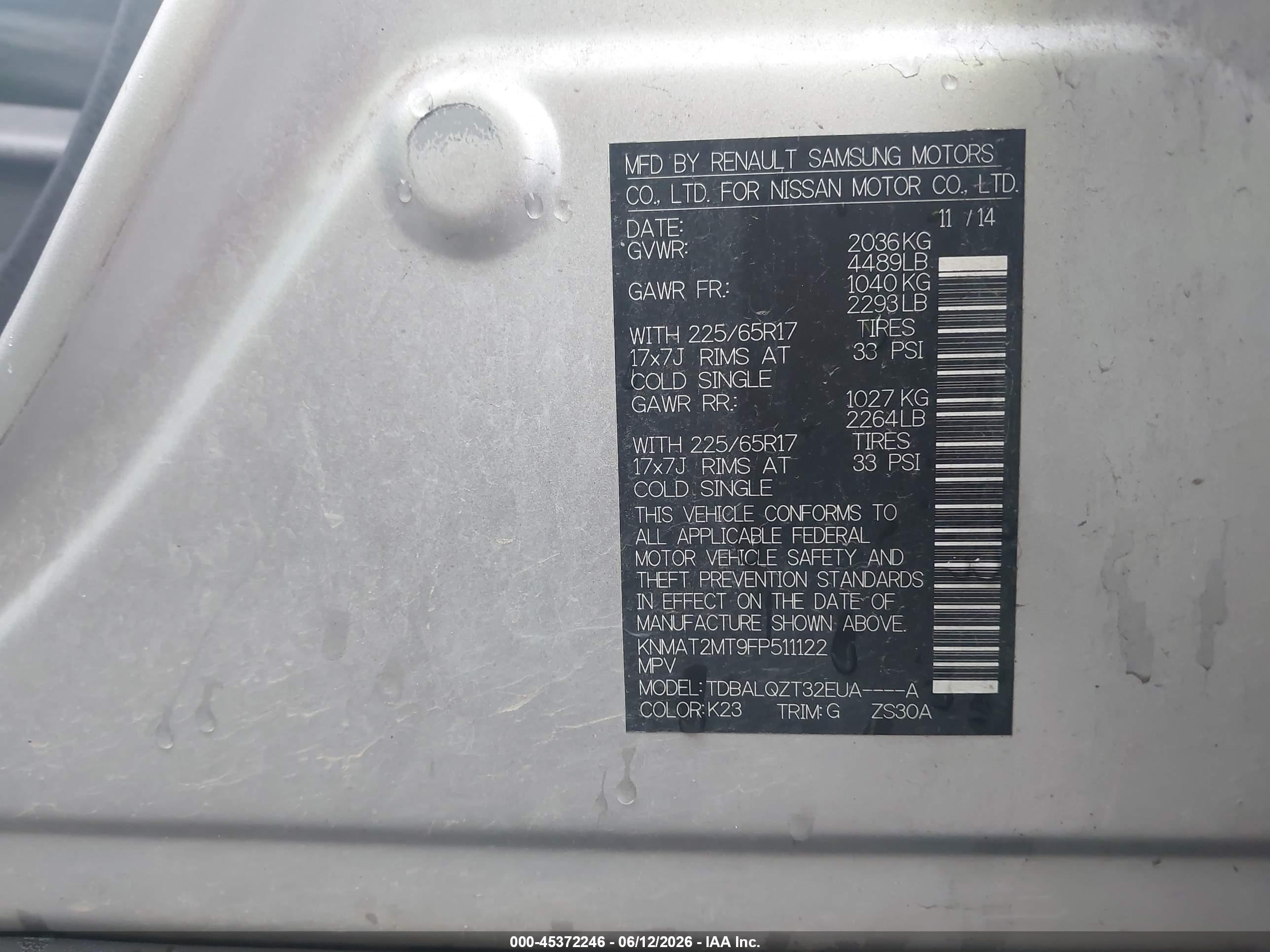 2015 Nissan Rogue Sv Silver vin: KNMAT2MT9FP511122