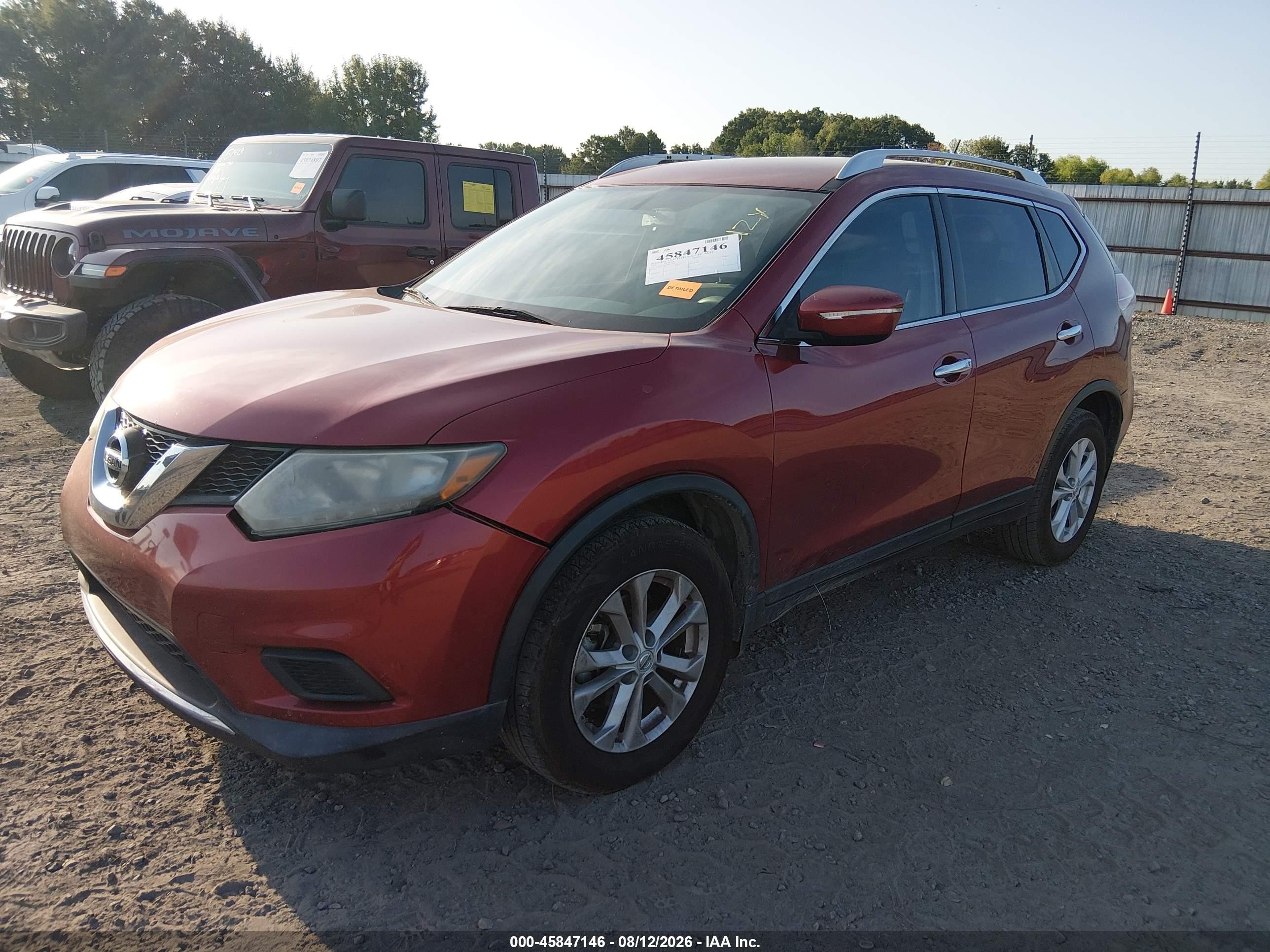 2015 Nissan Rogue Sv Maroon vin: KNMAT2MT9FP562541