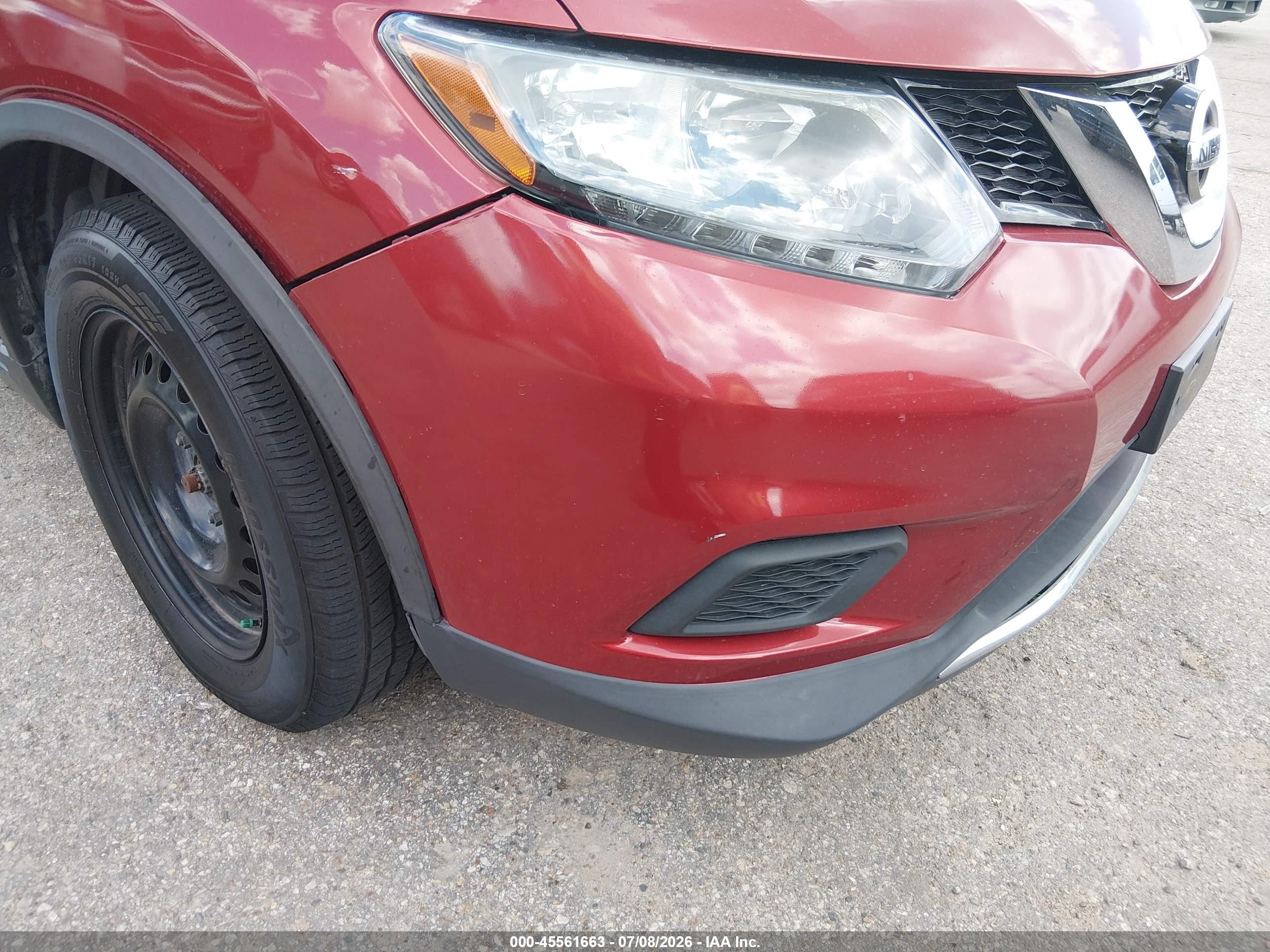 2015 Nissan Rogue S Red vin: KNMAT2MT9FP574138