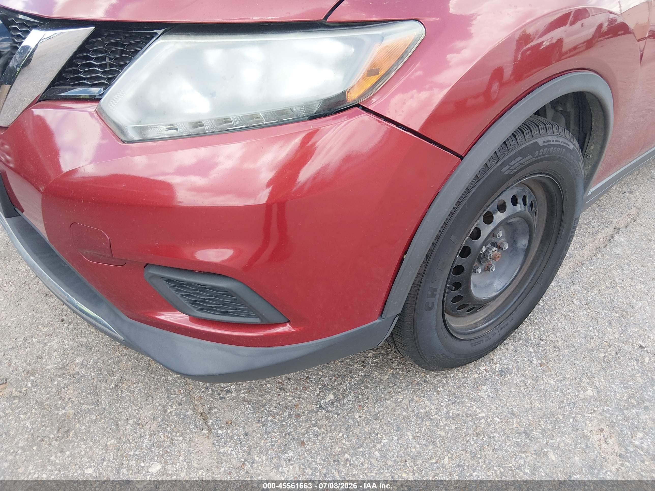 2015 Nissan Rogue S Red vin: KNMAT2MT9FP574138
