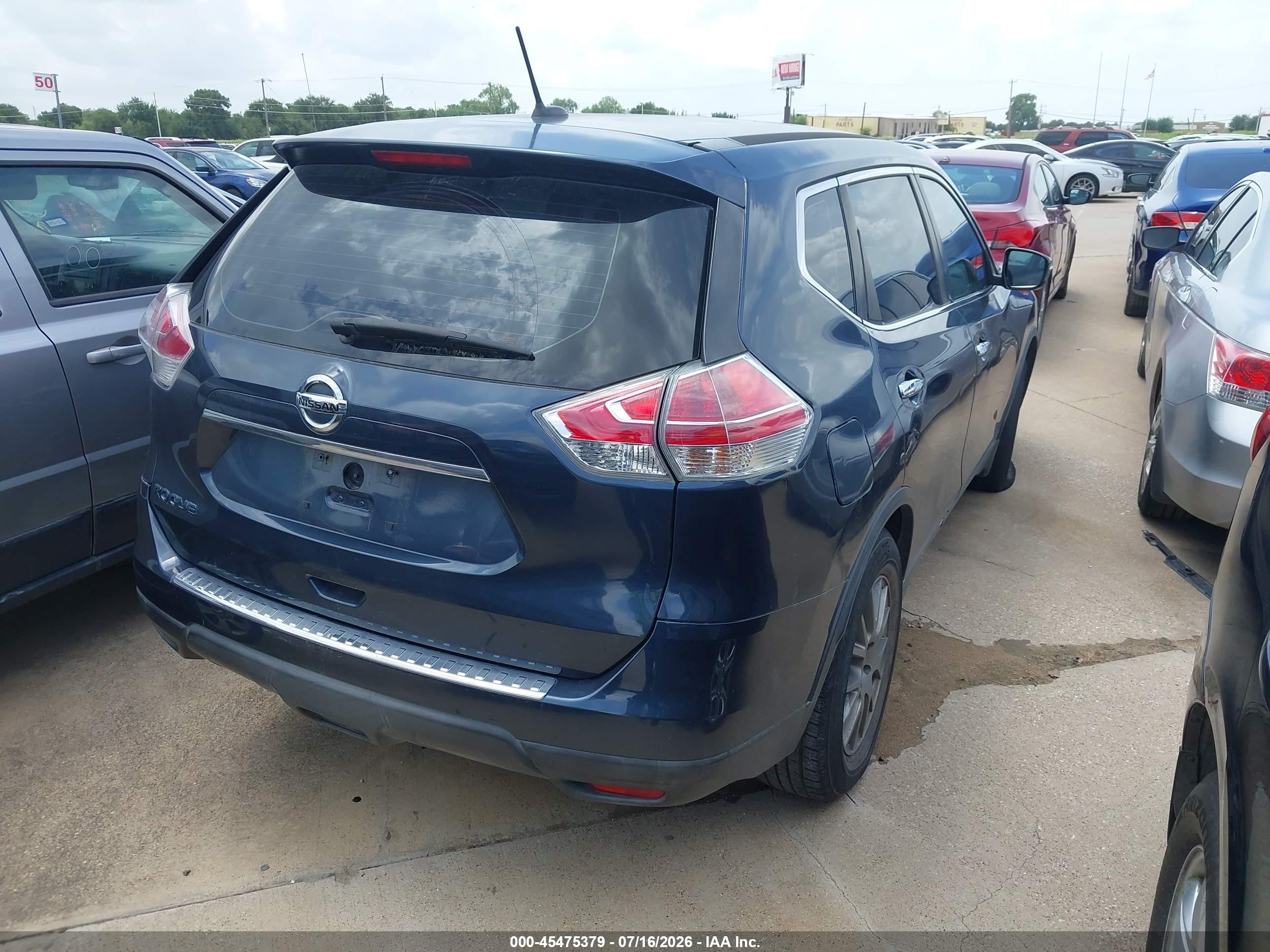 2015 Nissan Rogue S Blue vin: KNMAT2MT9FP585074