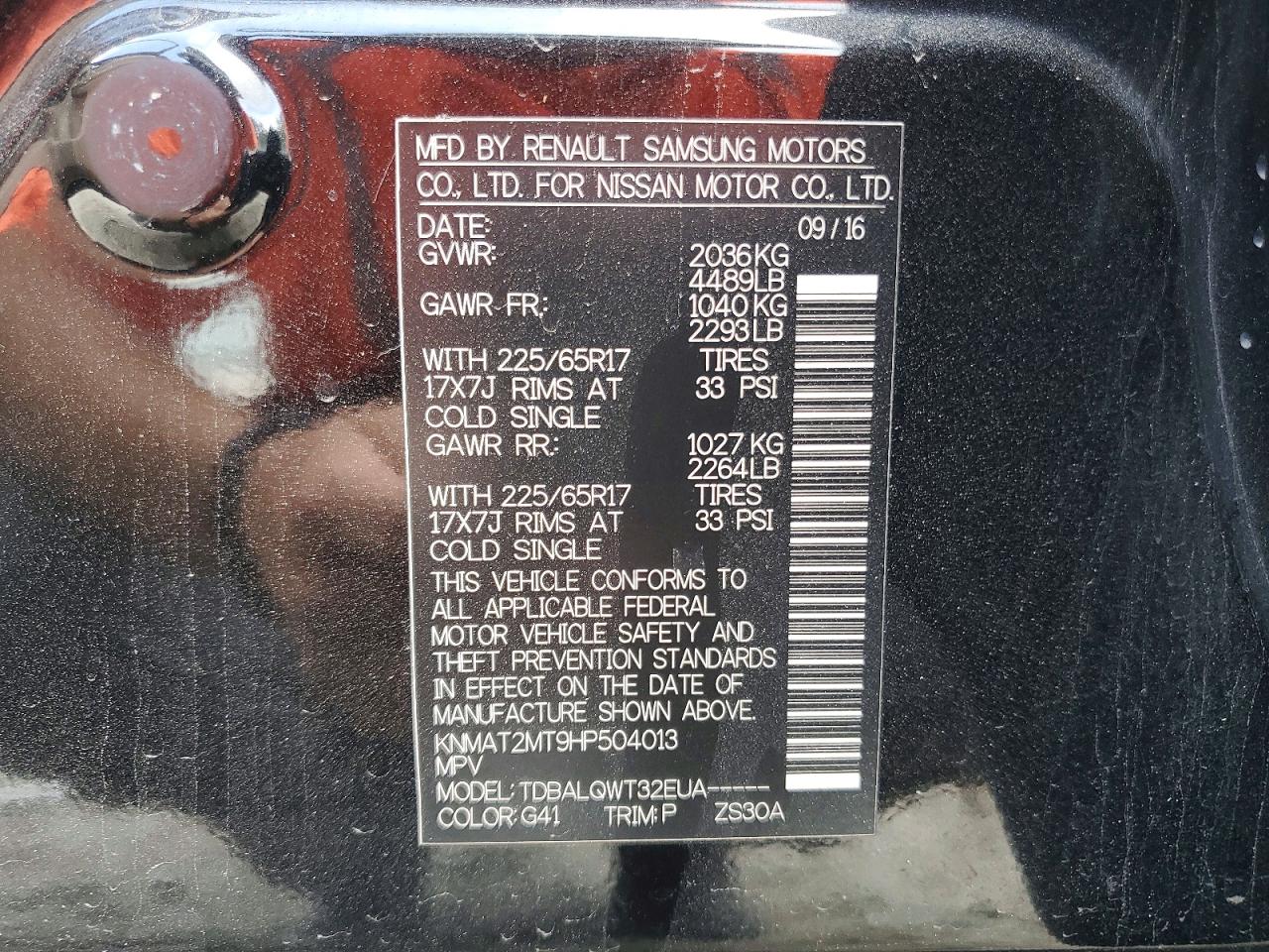 2017 Nissan Rogue Sv Black vin: KNMAT2MT9HP504013