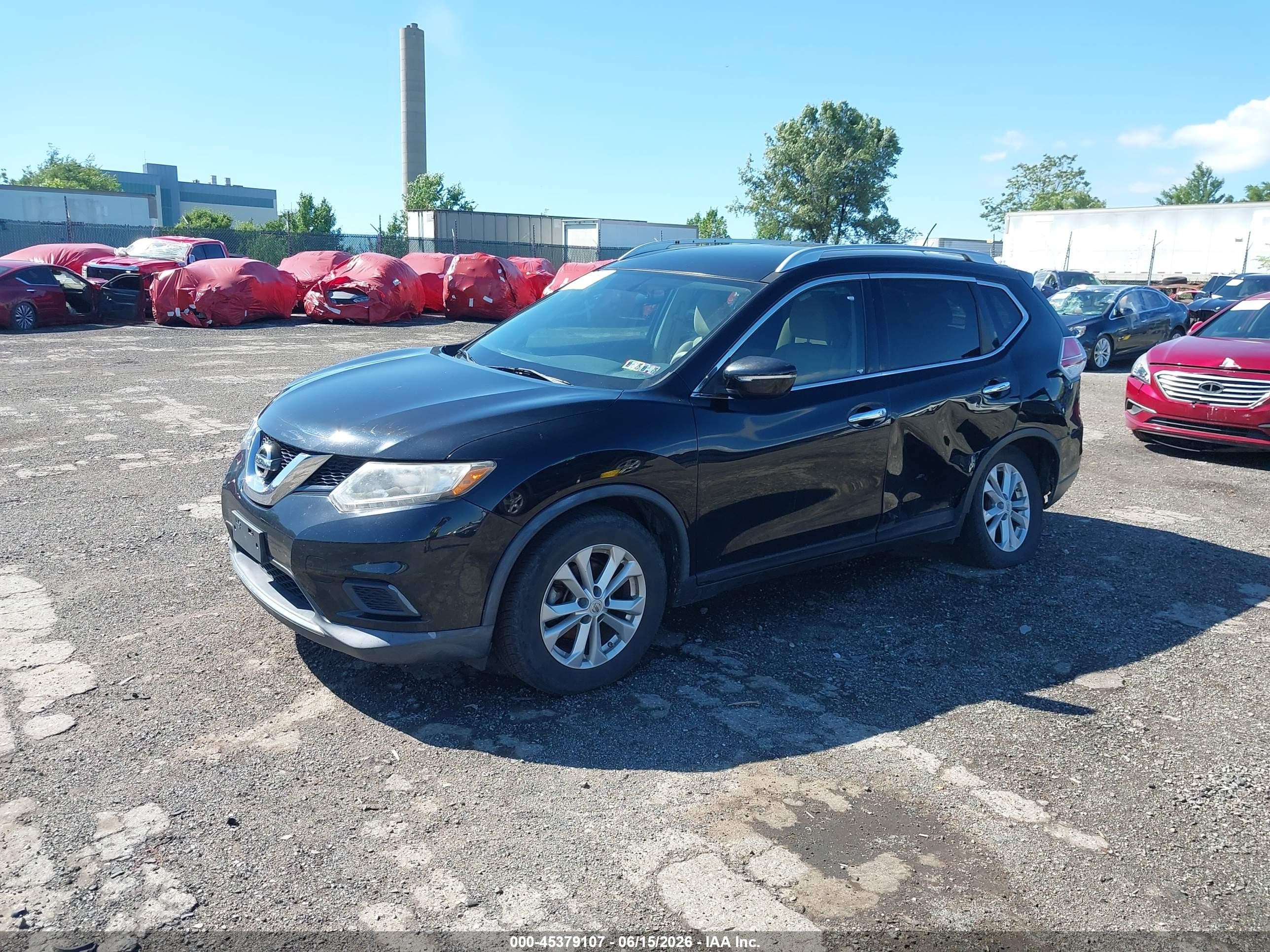 2015 Nissan Rogue Sv Черный vin: KNMAT2MTXFP500727