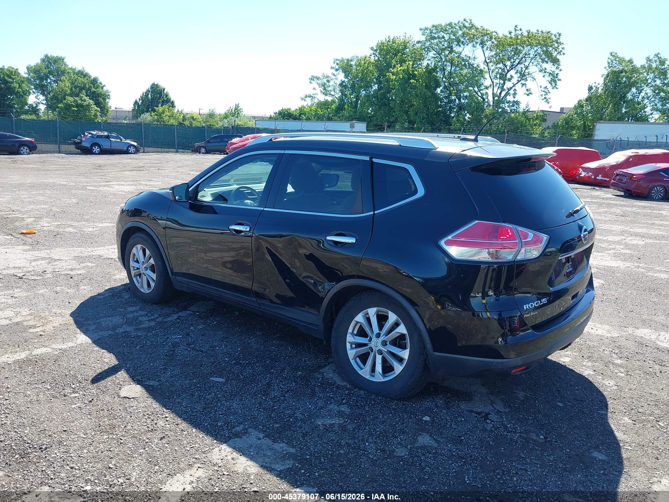 2015 Nissan Rogue Sv Черный vin: KNMAT2MTXFP500727