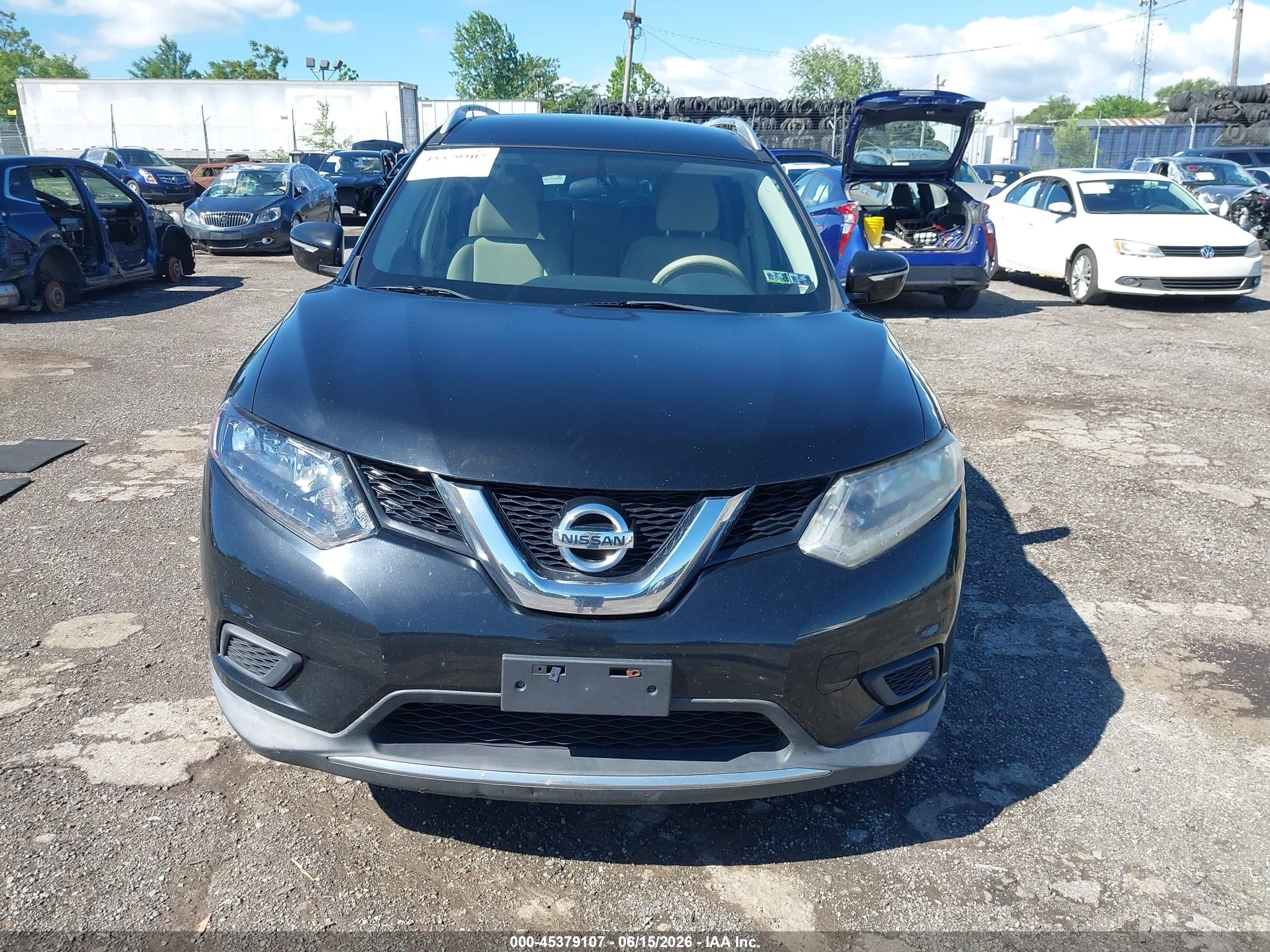 2015 Nissan Rogue Sv Черный vin: KNMAT2MTXFP500727