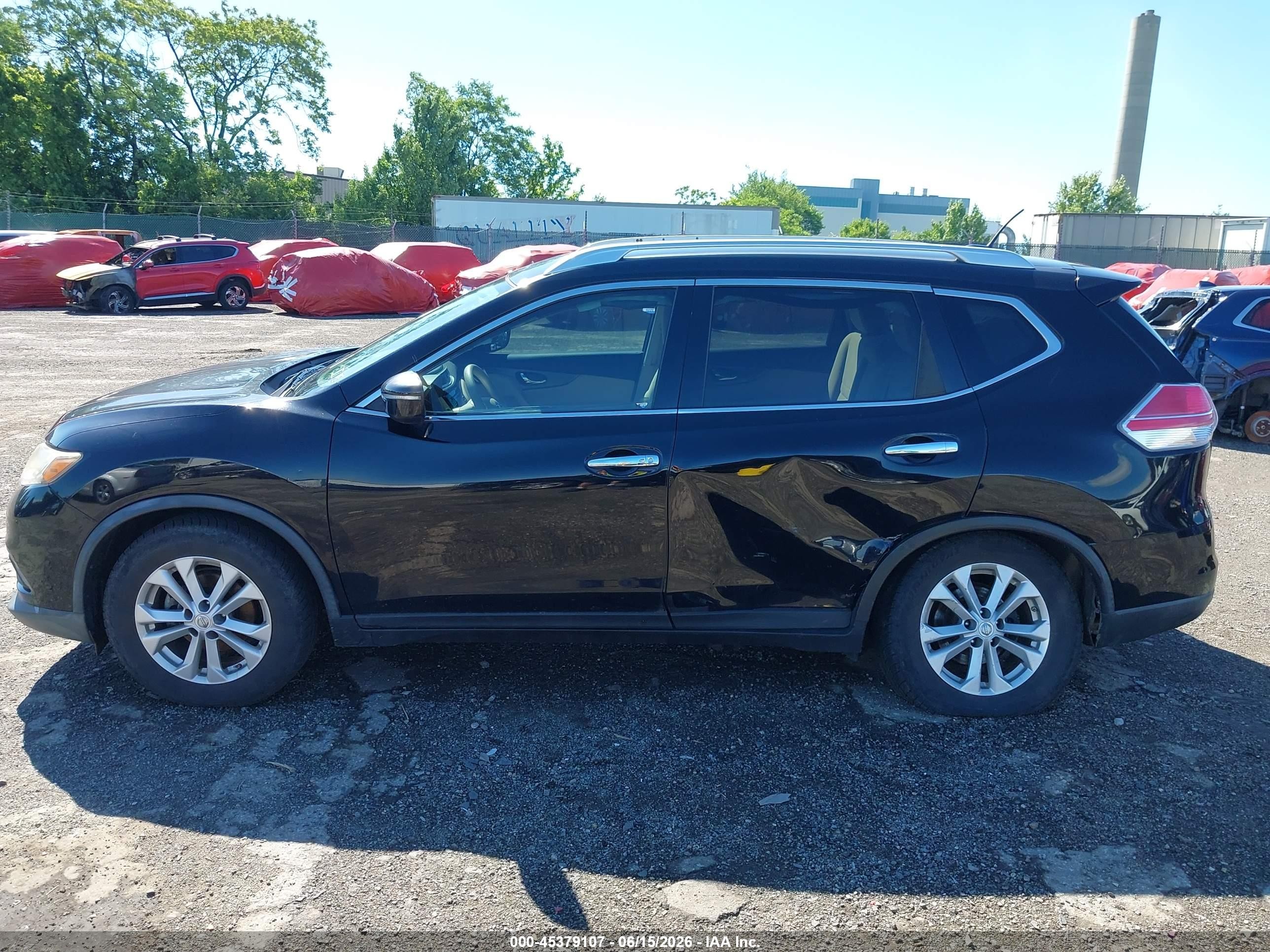 2015 Nissan Rogue Sv Черный vin: KNMAT2MTXFP500727
