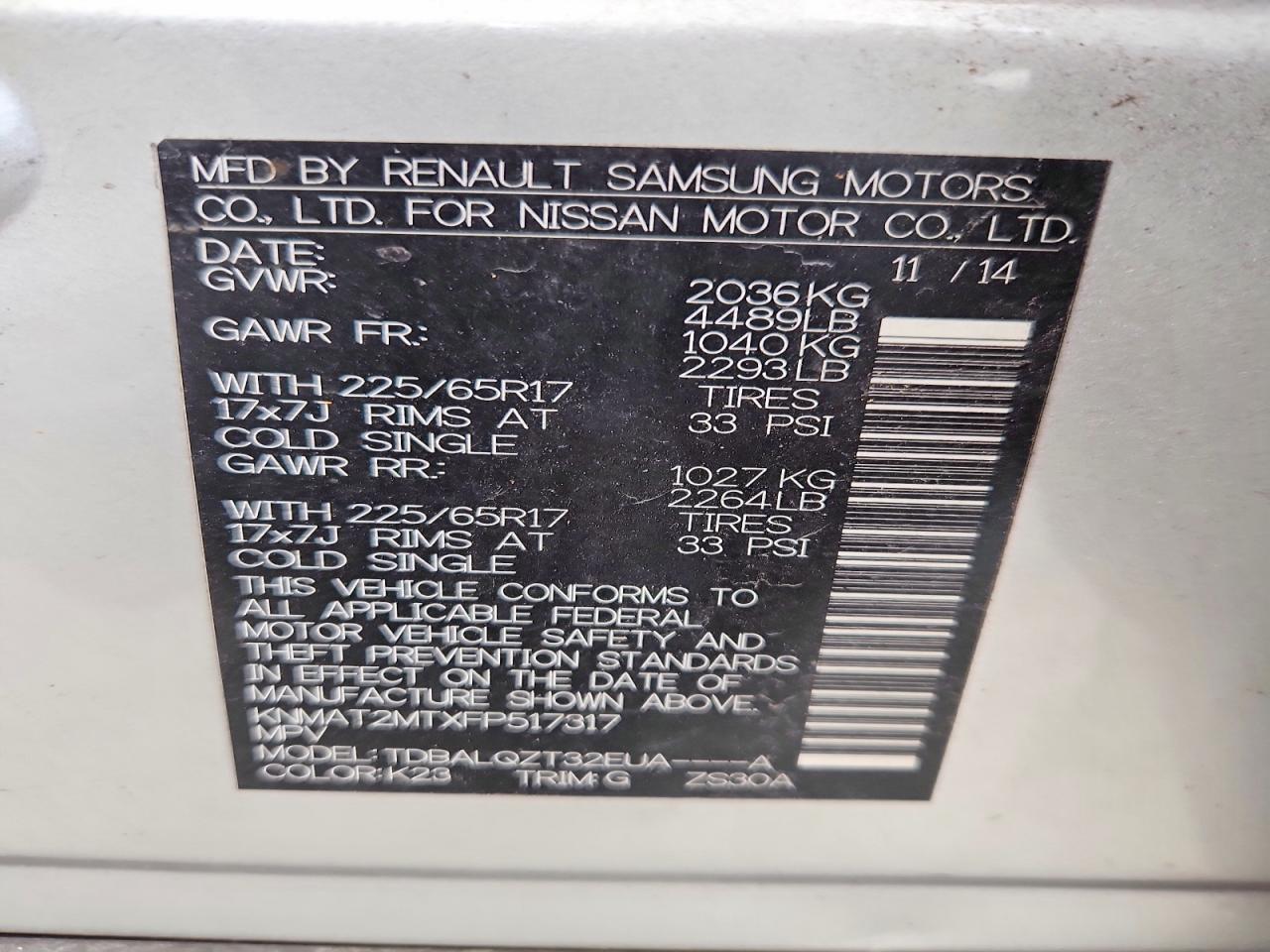 2015 Nissan Rogue Sv Silver vin: KNMAT2MTXFP517317