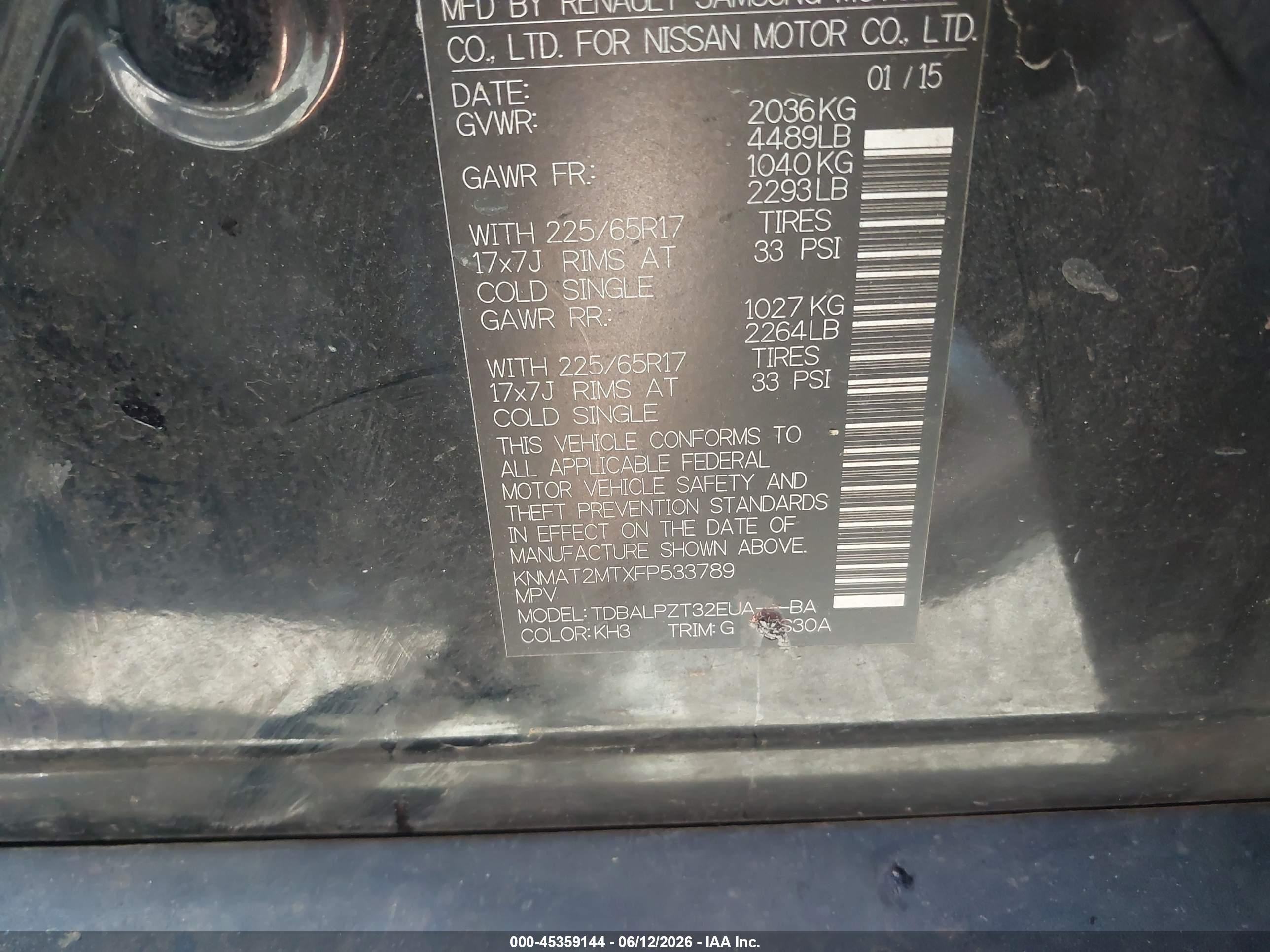 2015 Nissan Rogue S Black vin: KNMAT2MTXFP533789