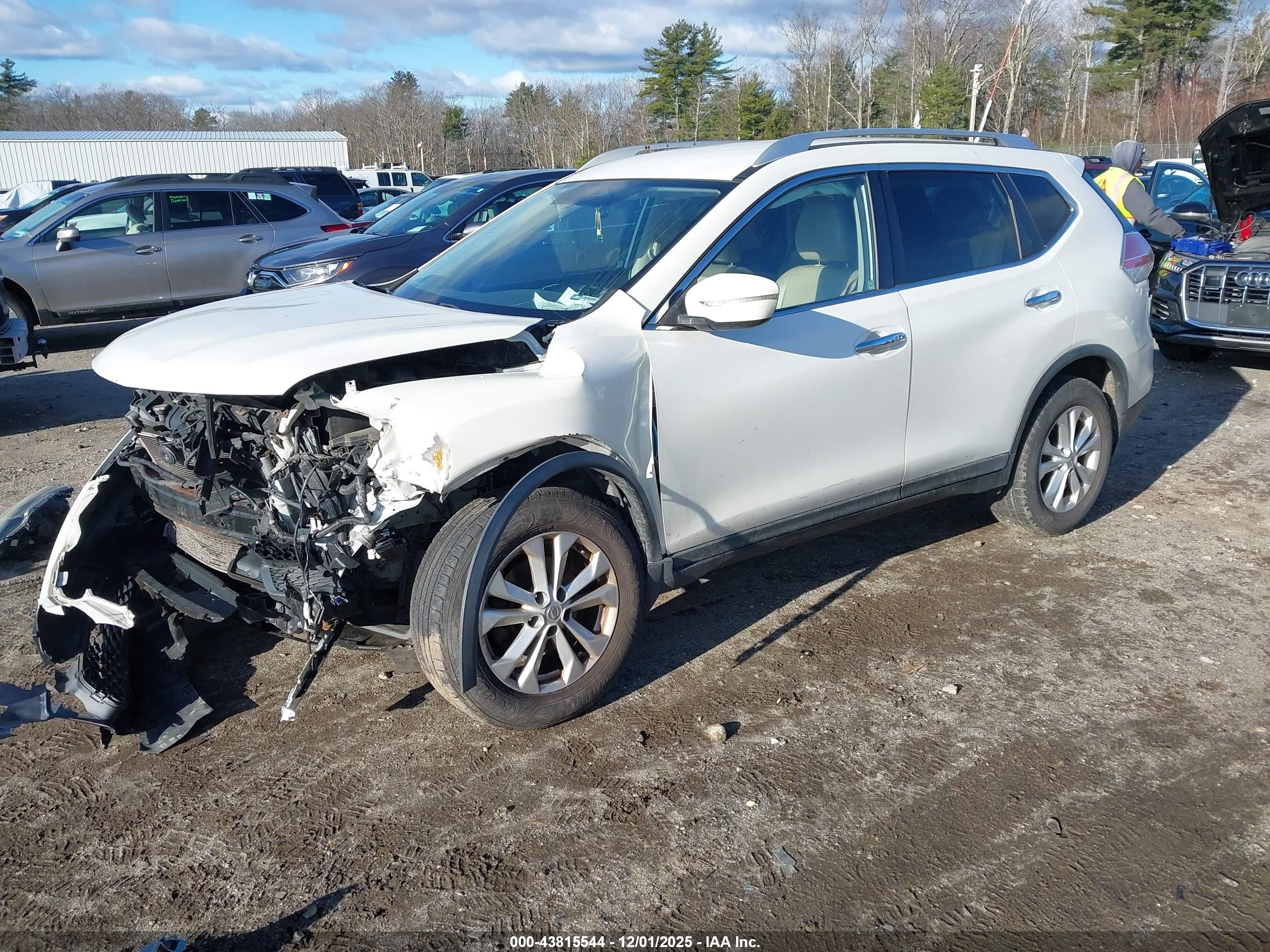 2015 Nissan Rogue Sv White vin: KNMAT2MTXFP564654