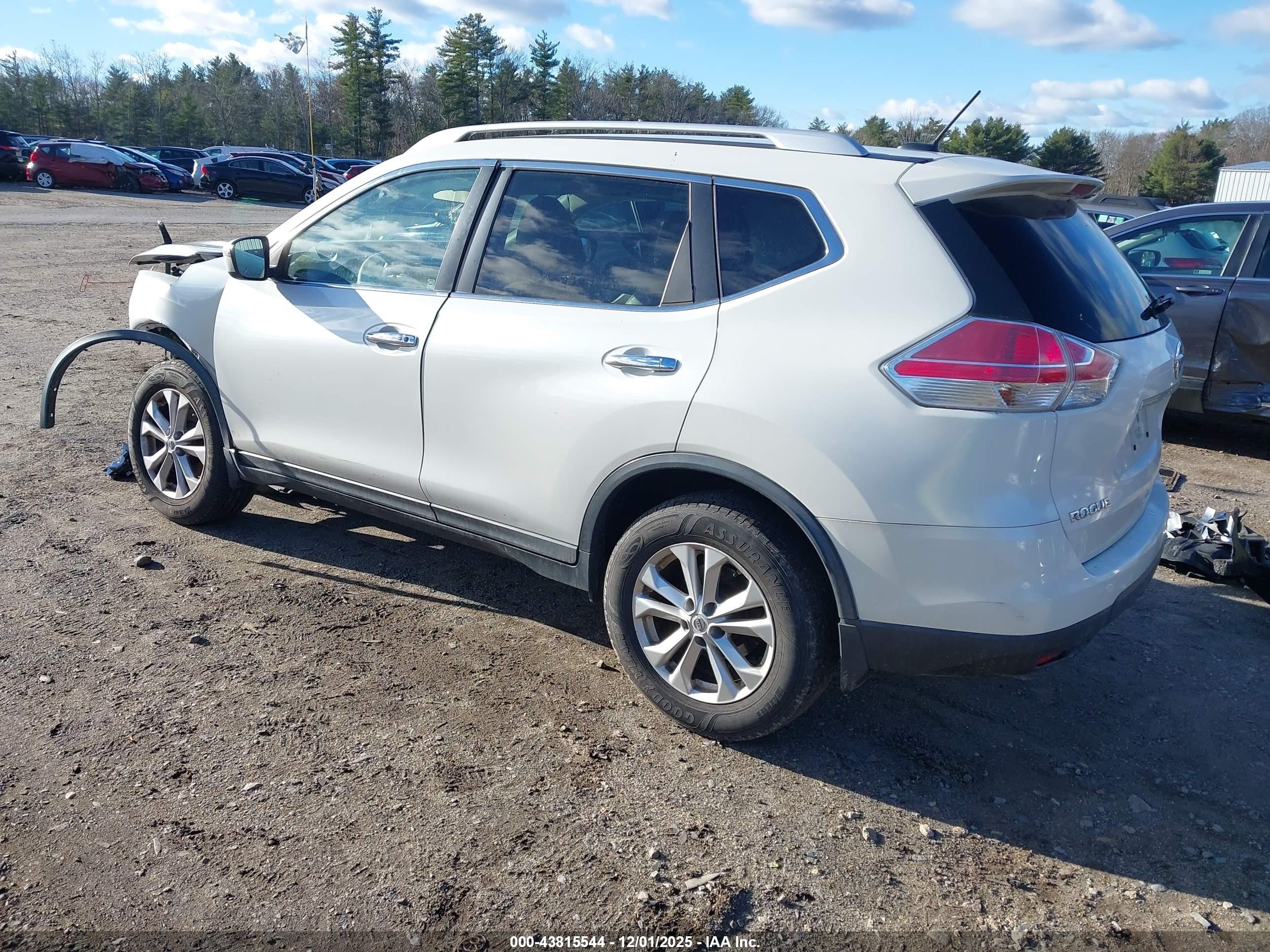 2015 Nissan Rogue Sv White vin: KNMAT2MTXFP564654