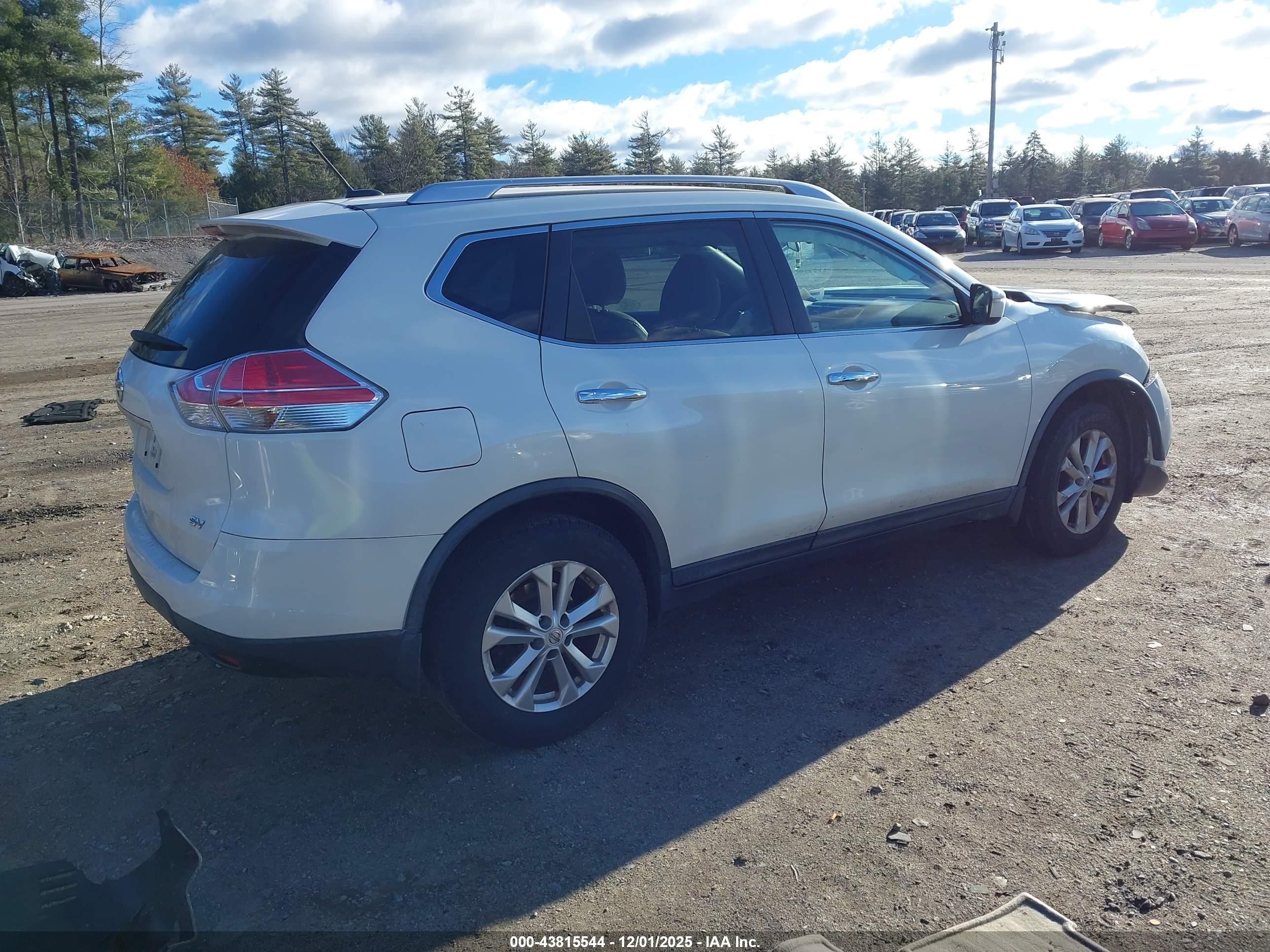2015 Nissan Rogue Sv White vin: KNMAT2MTXFP564654