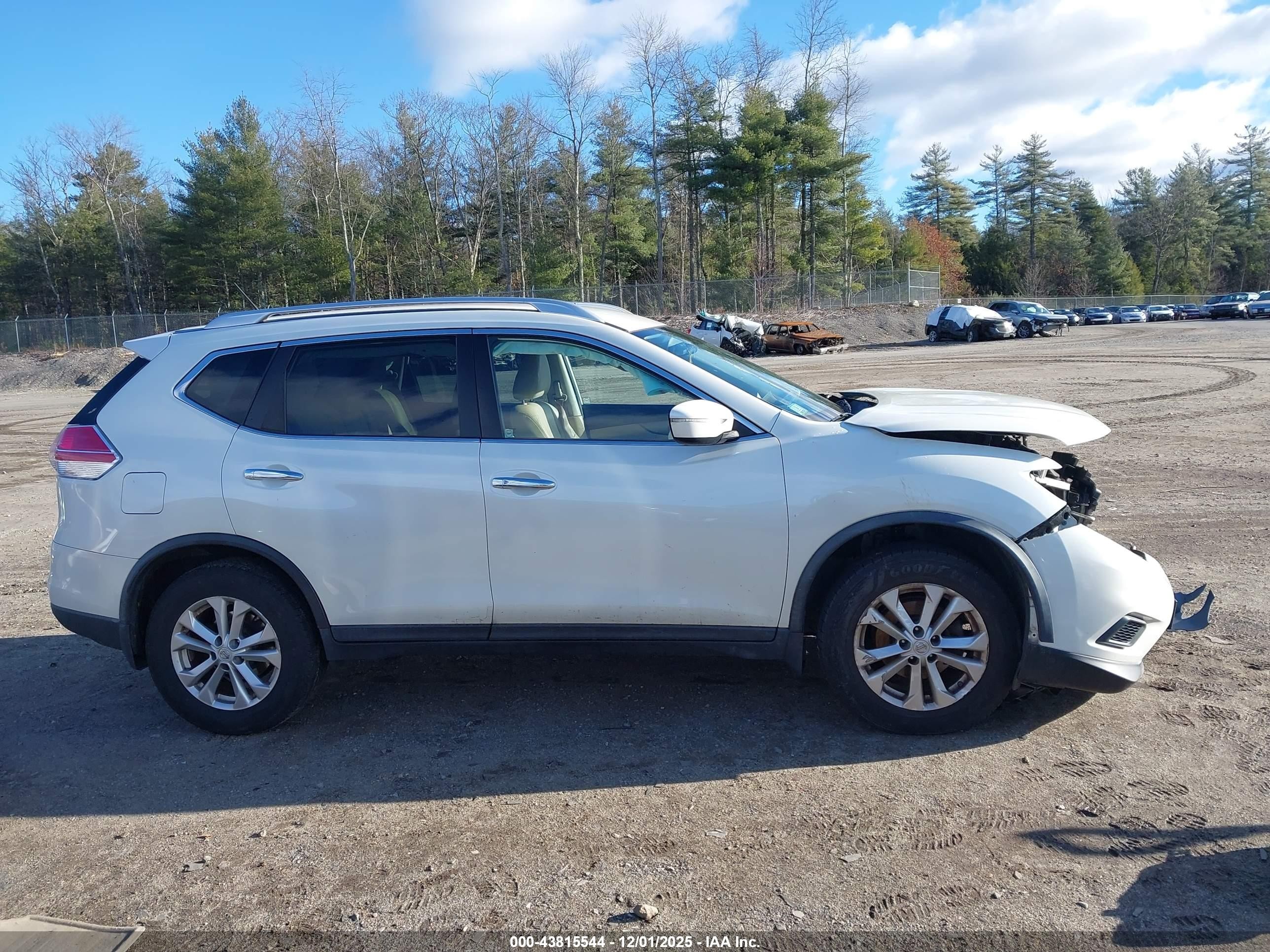 2015 Nissan Rogue Sv White vin: KNMAT2MTXFP564654