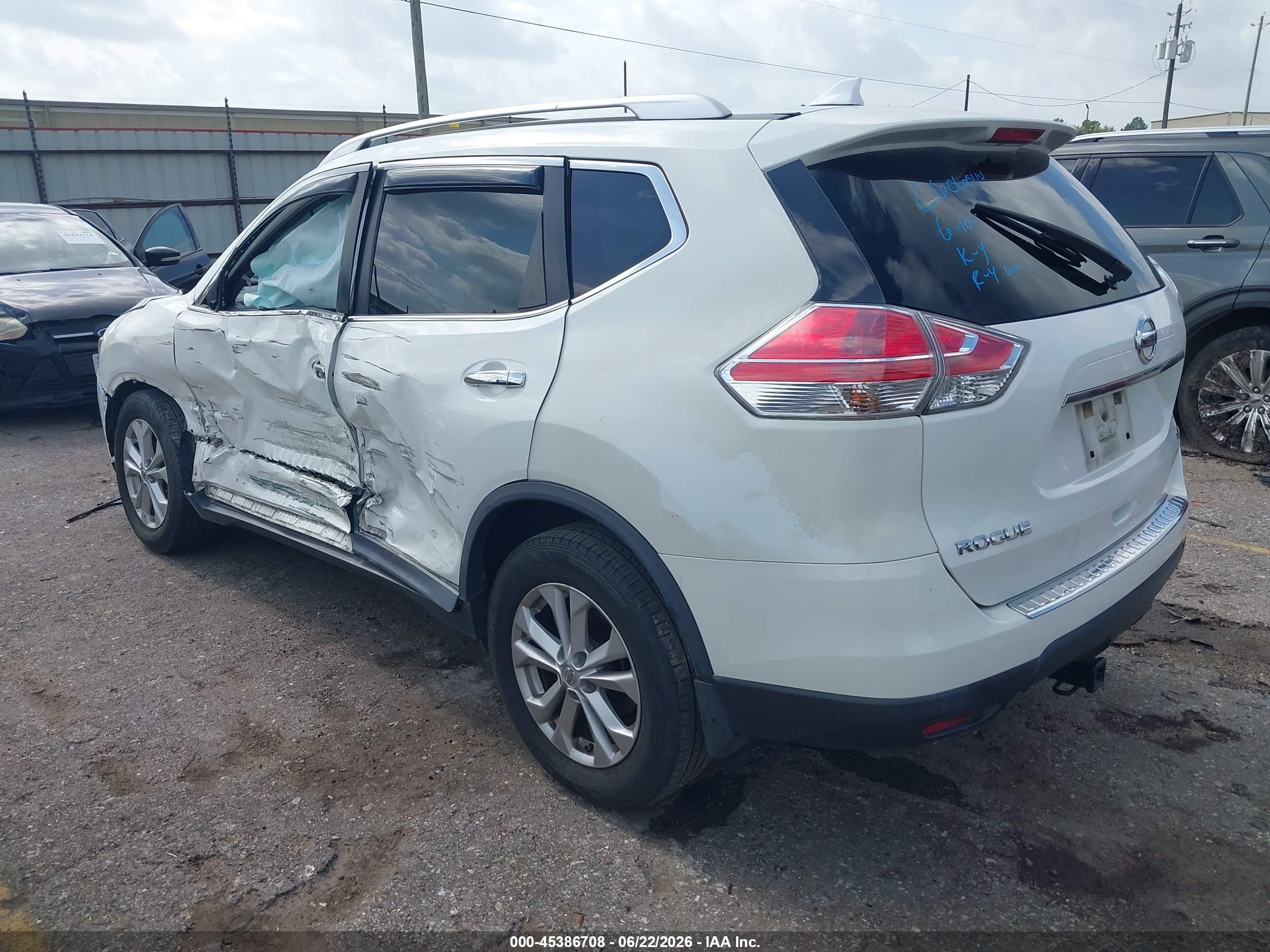 2015 Nissan Rogue Sv White vin: KNMAT2MTXFP572902