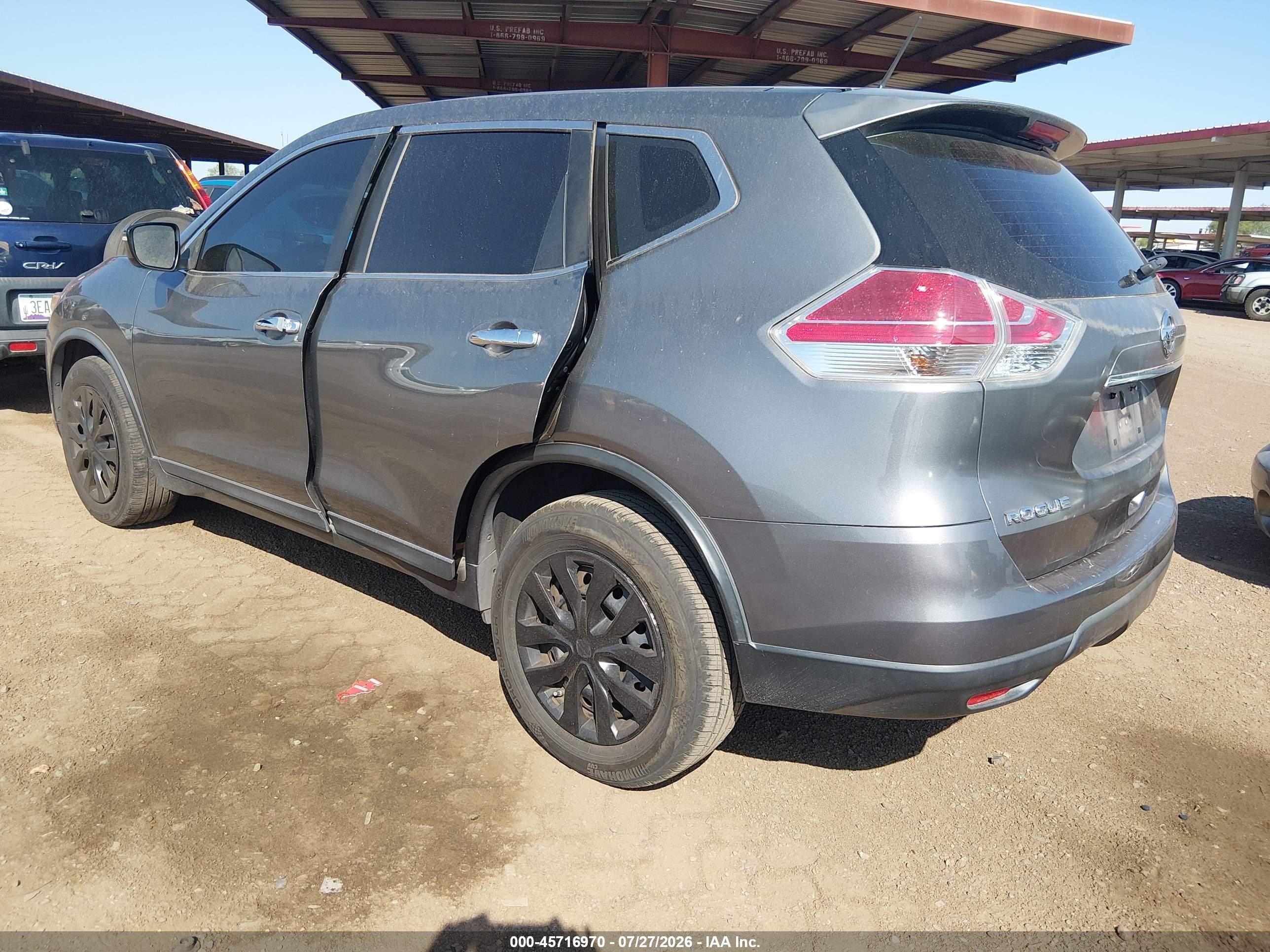2015 Nissan Rogue S Gray vin: KNMAT2MTXFP579736
