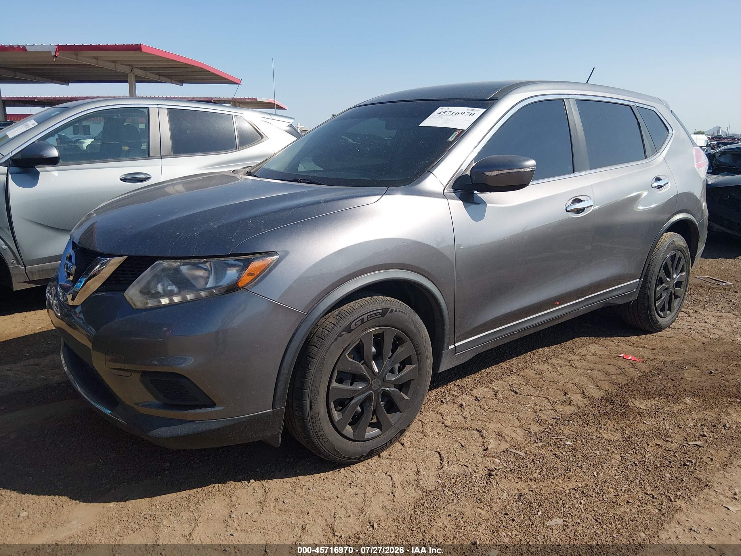 2015 Nissan Rogue S Gray vin: KNMAT2MTXFP579736