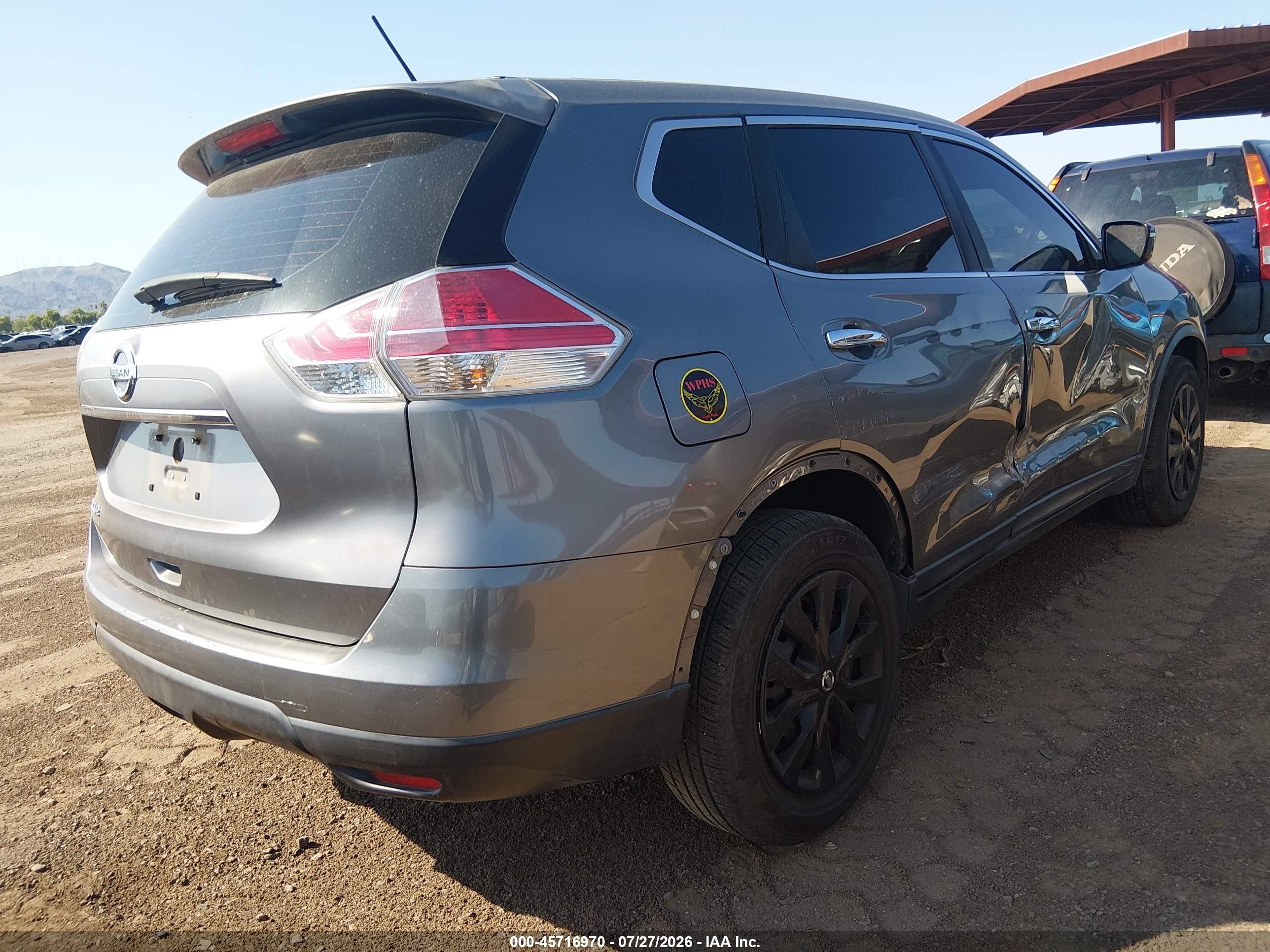 2015 Nissan Rogue S Gray vin: KNMAT2MTXFP579736