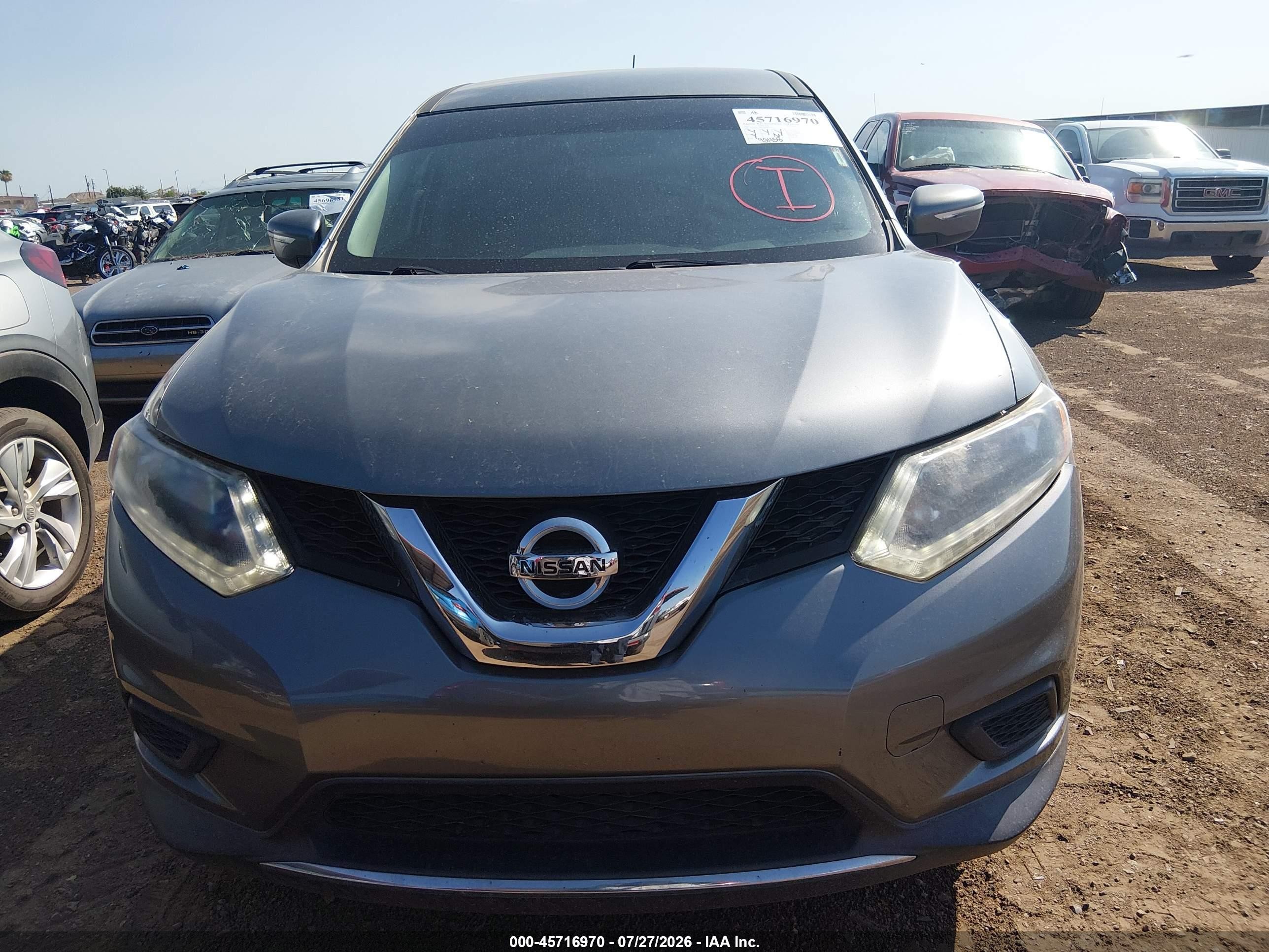 2015 Nissan Rogue S Gray vin: KNMAT2MTXFP579736