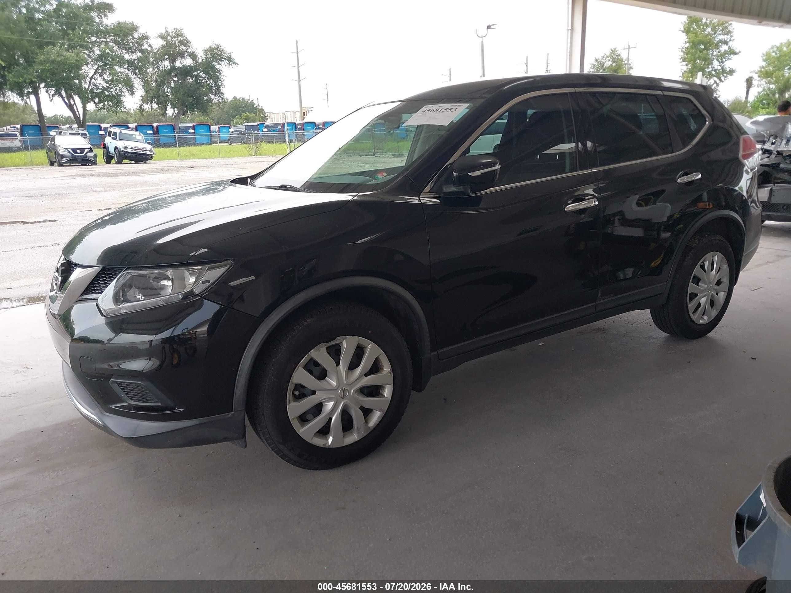 2015 Nissan Rogue S Black vin: KNMAT2MTXFP592244