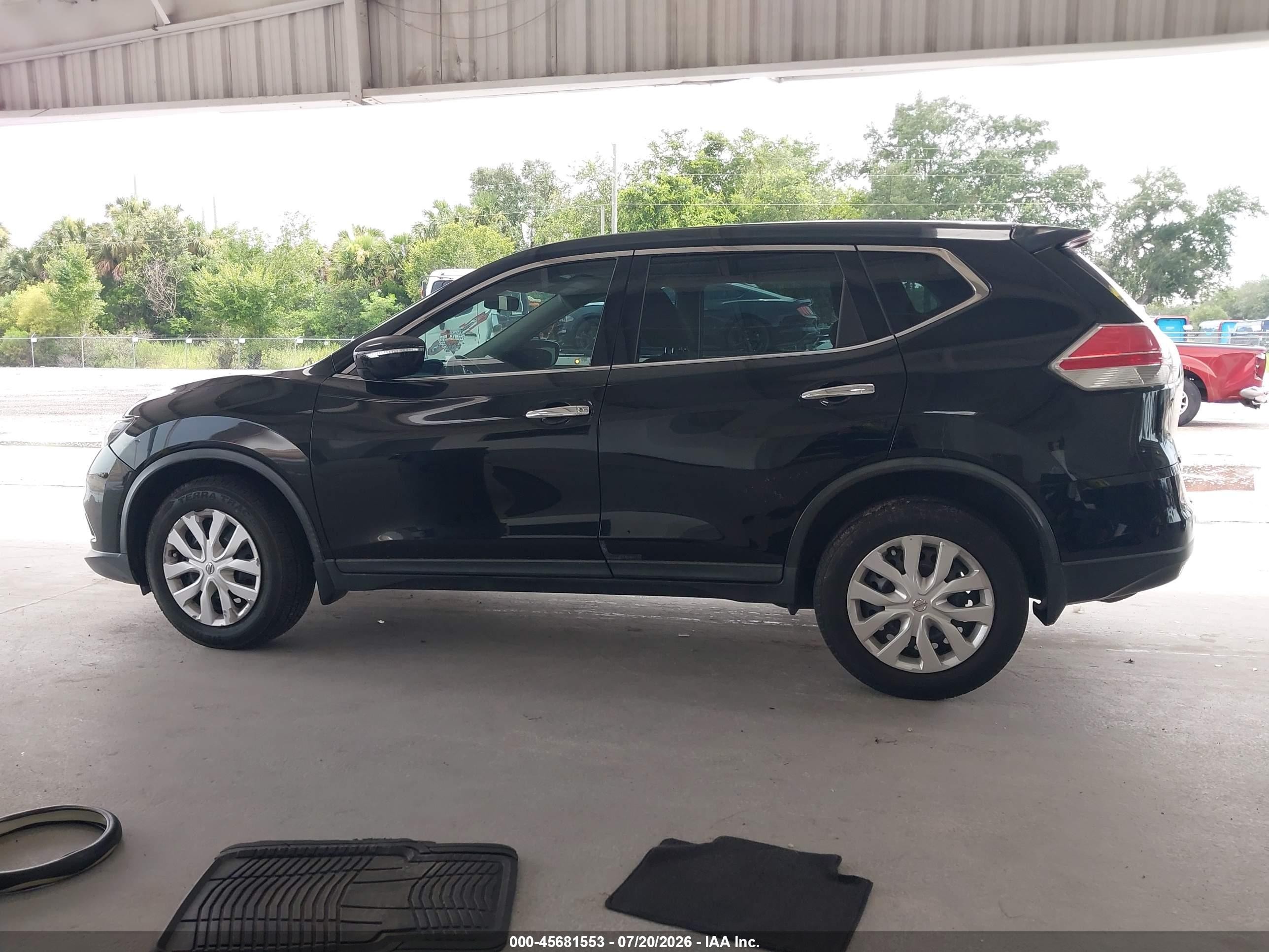 2015 Nissan Rogue S Black vin: KNMAT2MTXFP592244