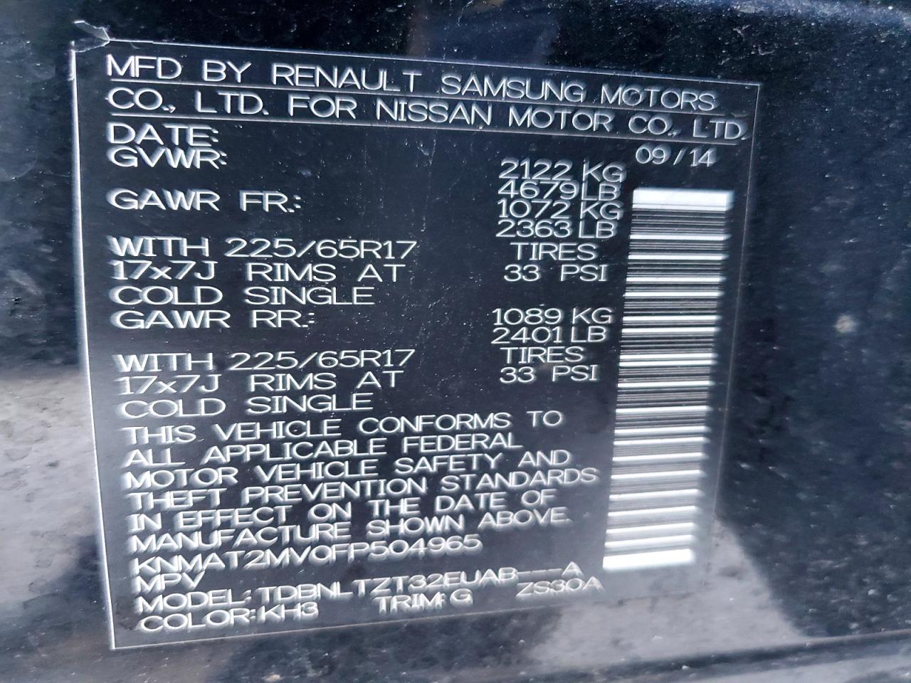 2015 Nissan Rogue Sv Black vin: KNMAT2MV0FP504965