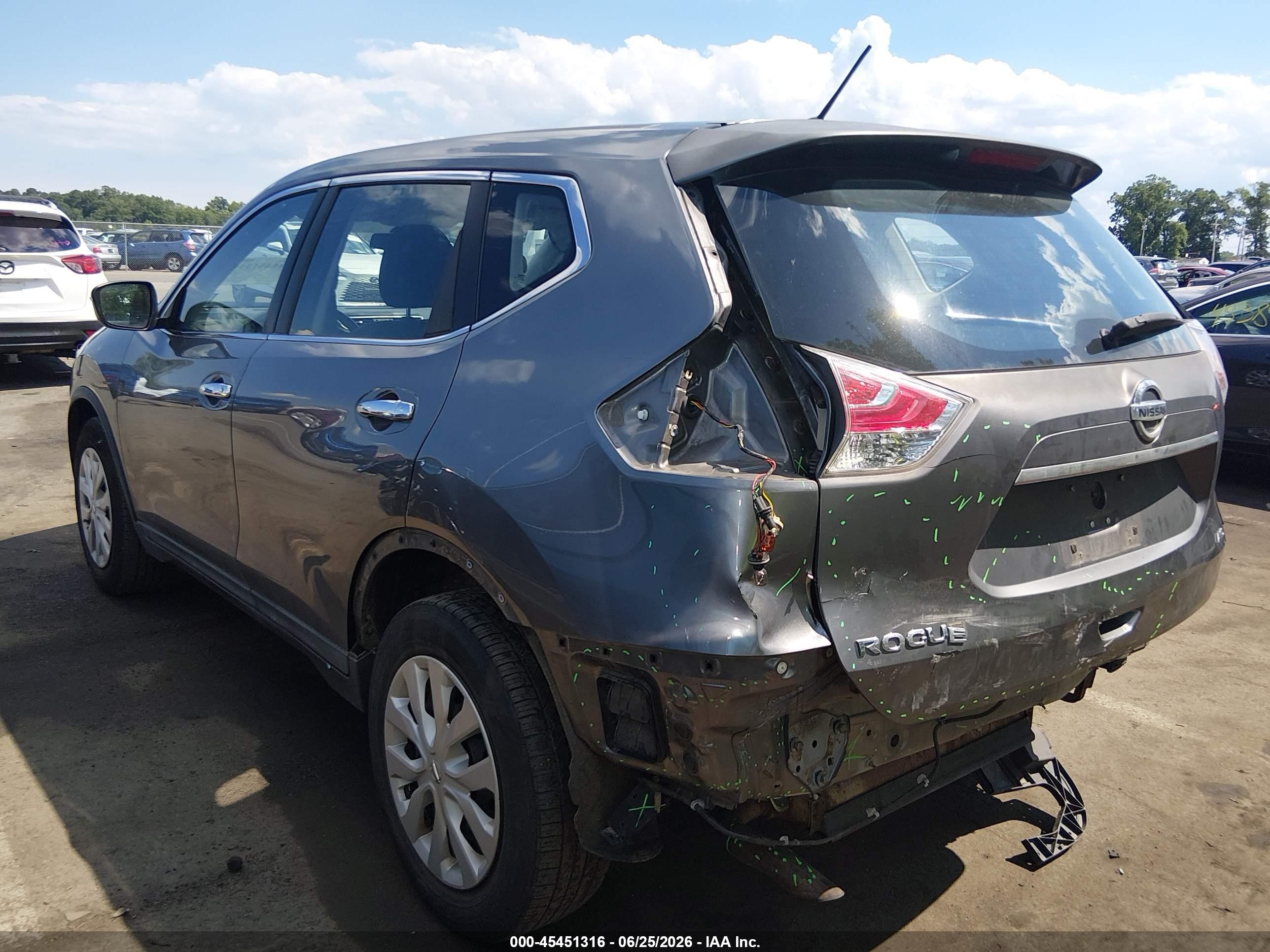 2015 Nissan Rogue S Gray vin: KNMAT2MV0FP505713