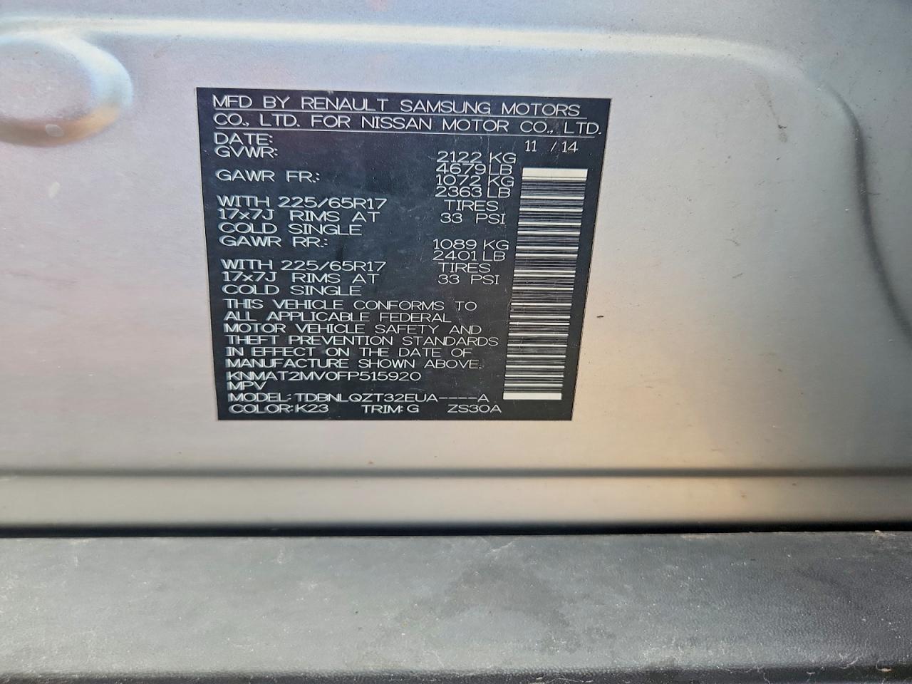 2015 Nissan Rogue Sv Silver vin: KNMAT2MV0FP515920