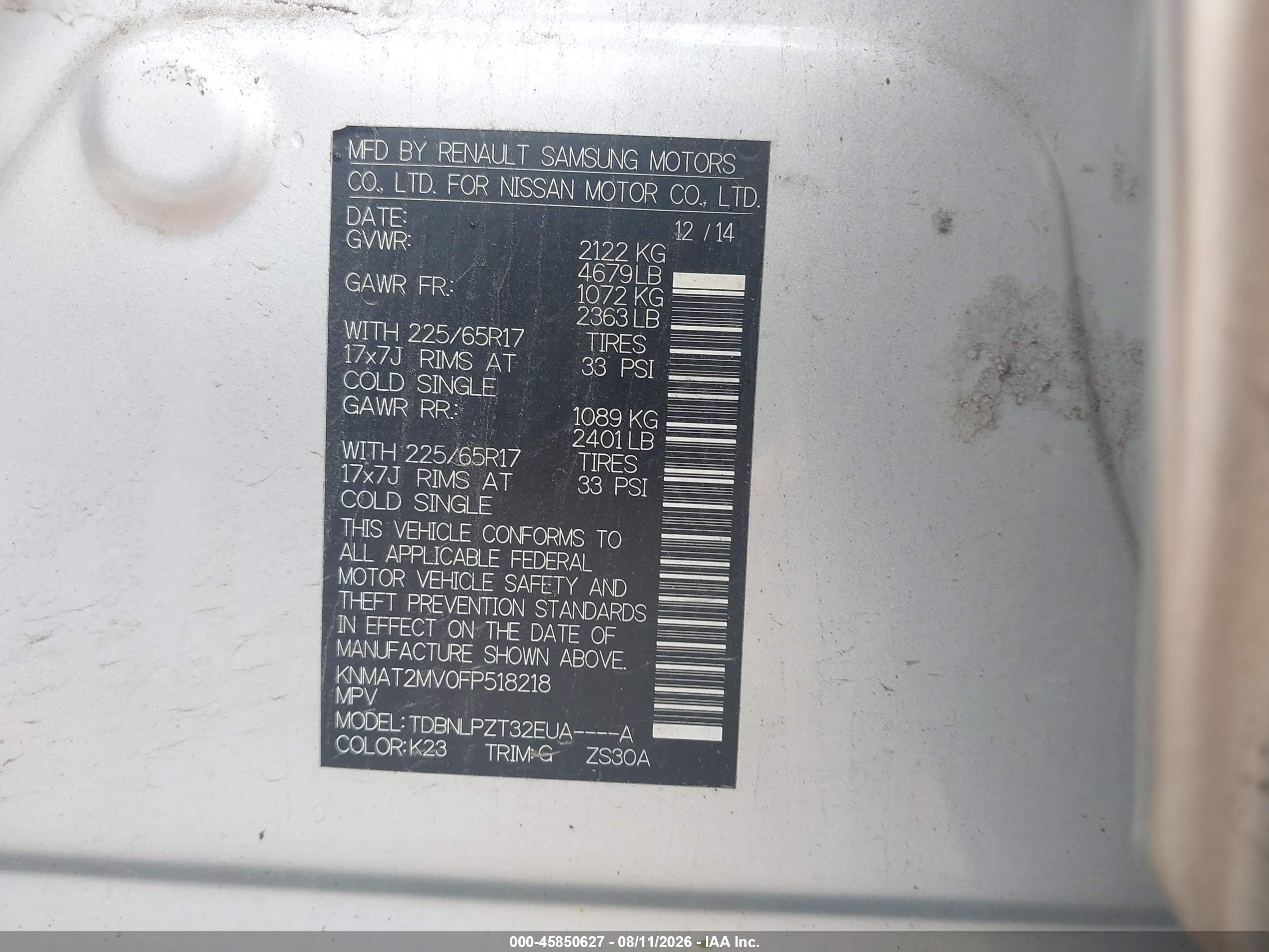 2015 Nissan Rogue S Silver vin: KNMAT2MV0FP518218