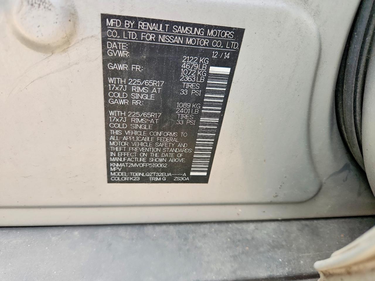 2015 Nissan Rogue Sv Silver vin: KNMAT2MV0FP519062