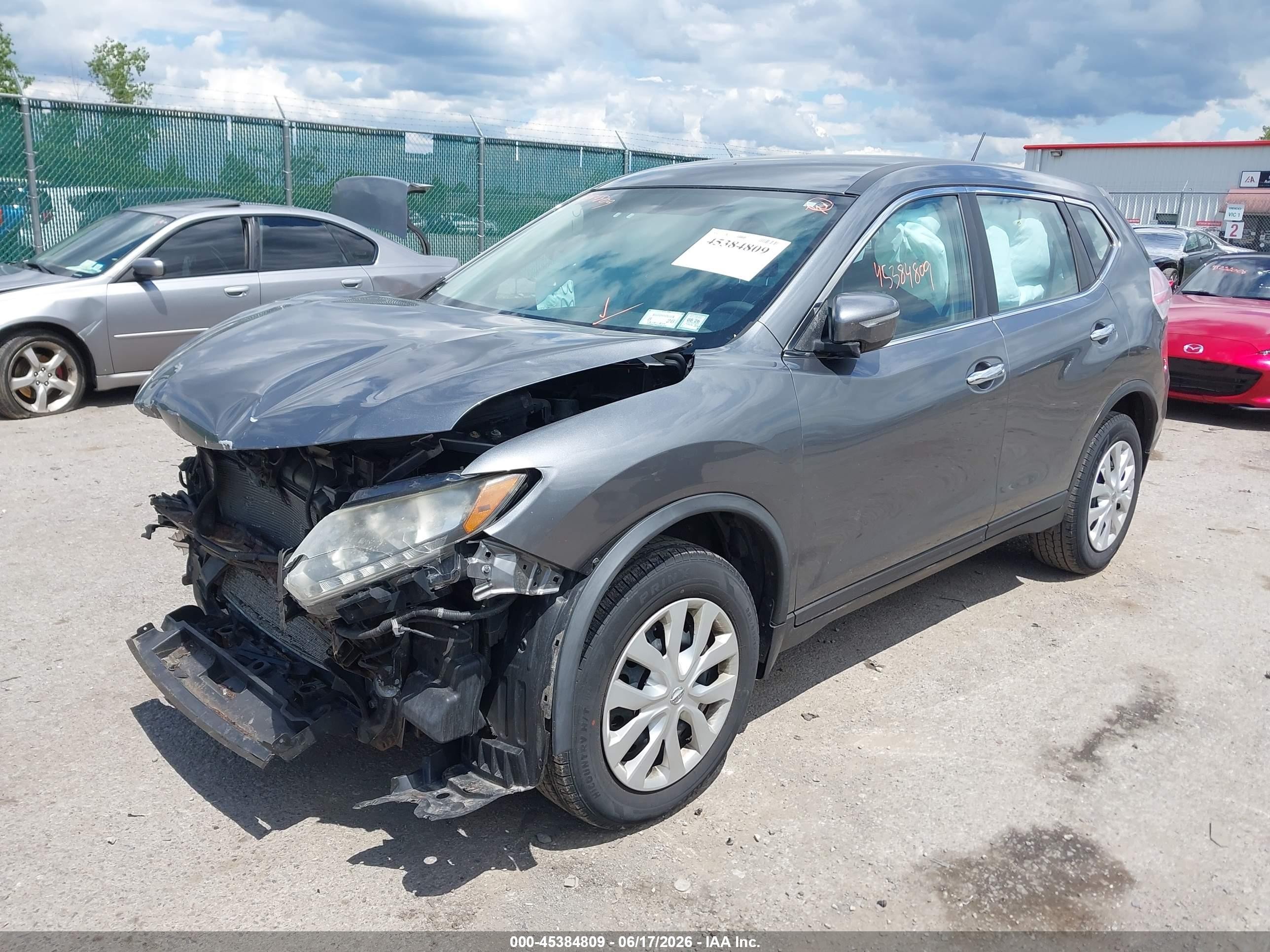 2015 Nissan Rogue S Gray vin: KNMAT2MV0FP547394