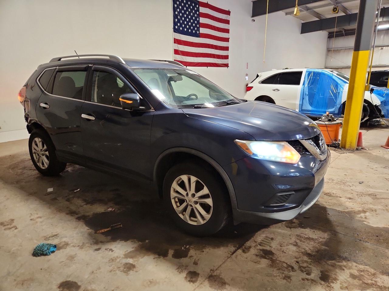 2015 Nissan Rogue Sv Синий vin: KNMAT2MV0FP552918
