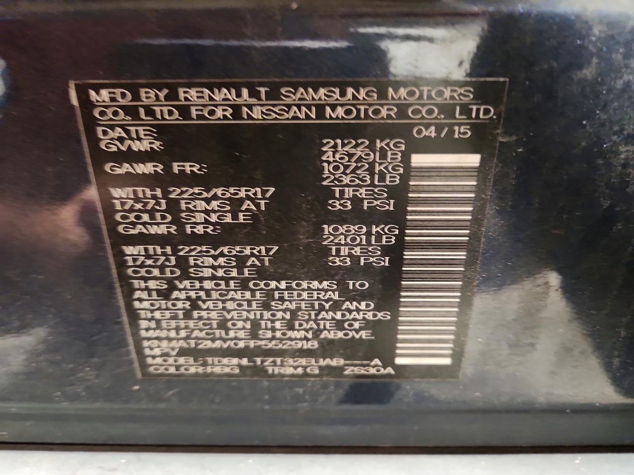 2015 Nissan Rogue Sv Синий vin: KNMAT2MV0FP552918
