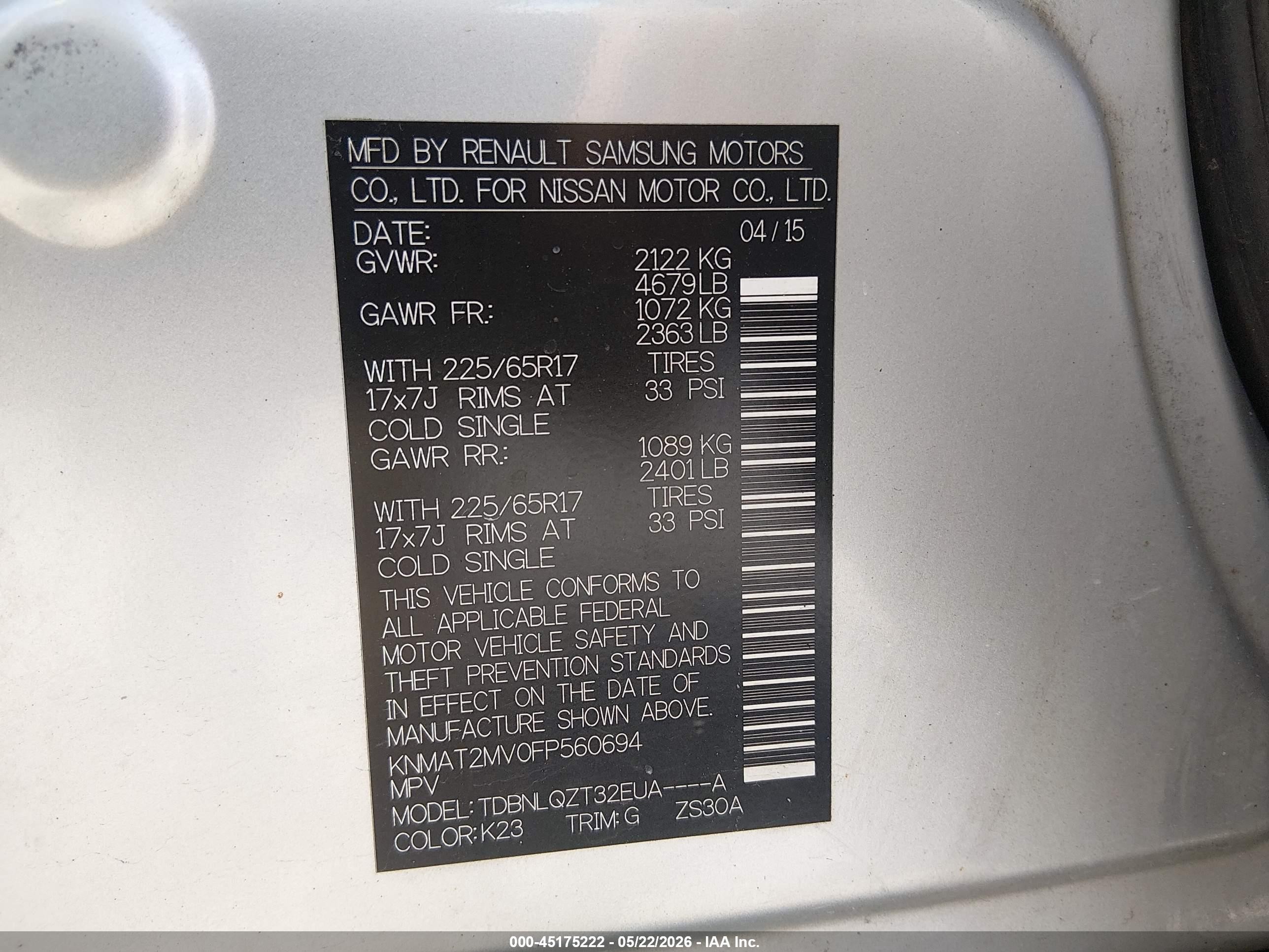 2015 Nissan Rogue Sv Silver vin: KNMAT2MV0FP560694