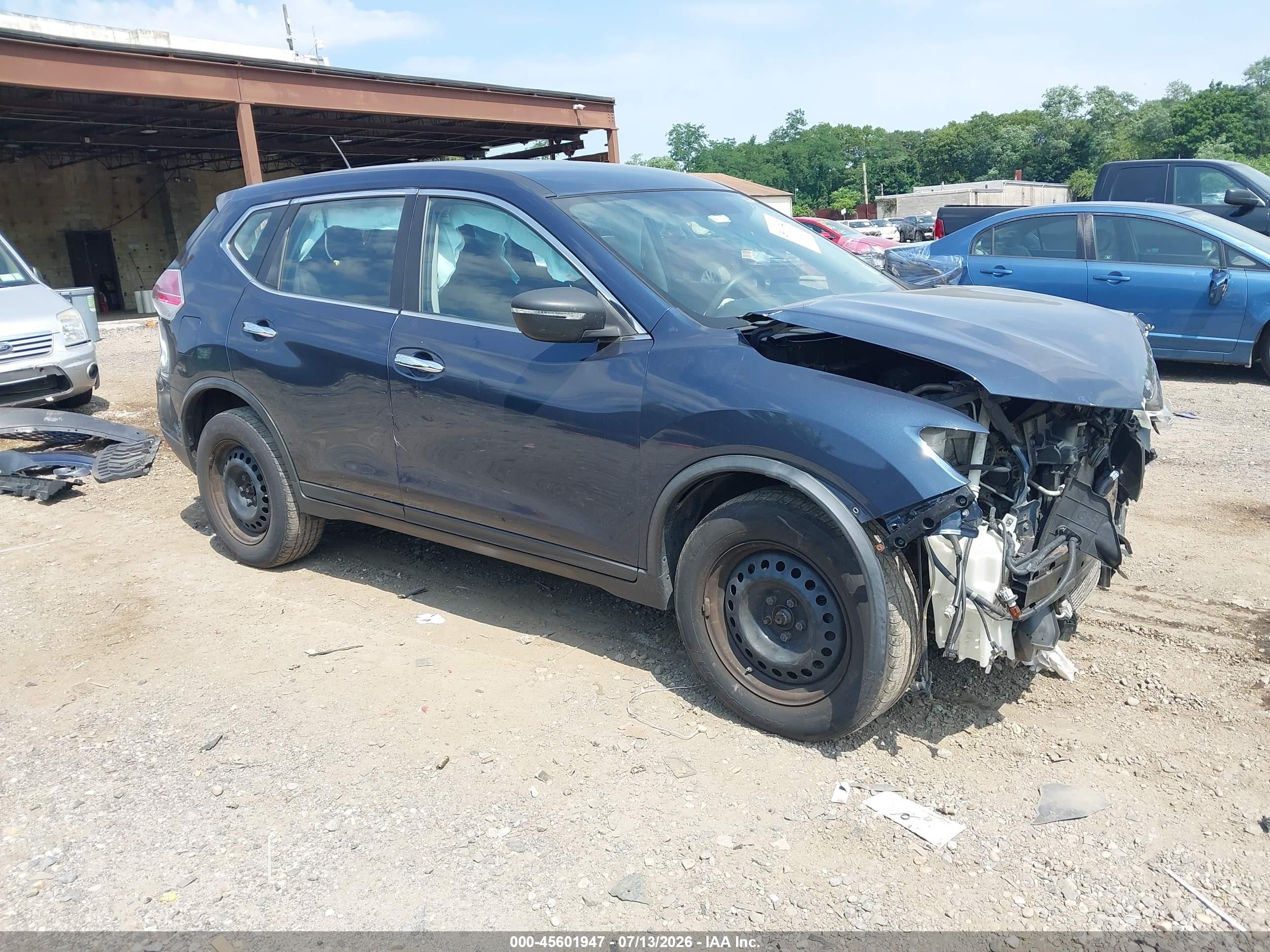 2015 Nissan Rogue S Blue vin: KNMAT2MV0FP568424