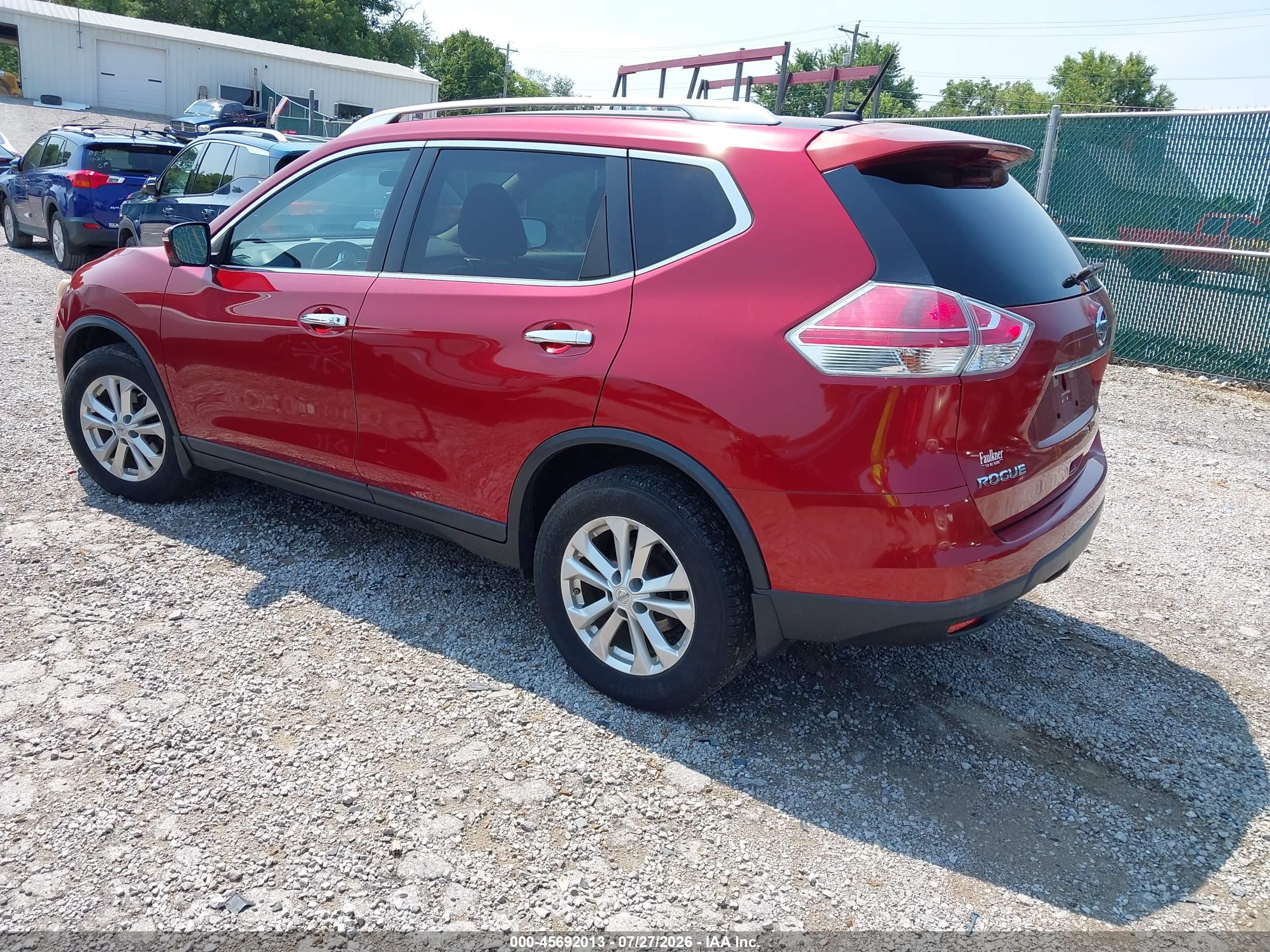 2015 Nissan Rogue Sv Red vin: KNMAT2MV0FP576426