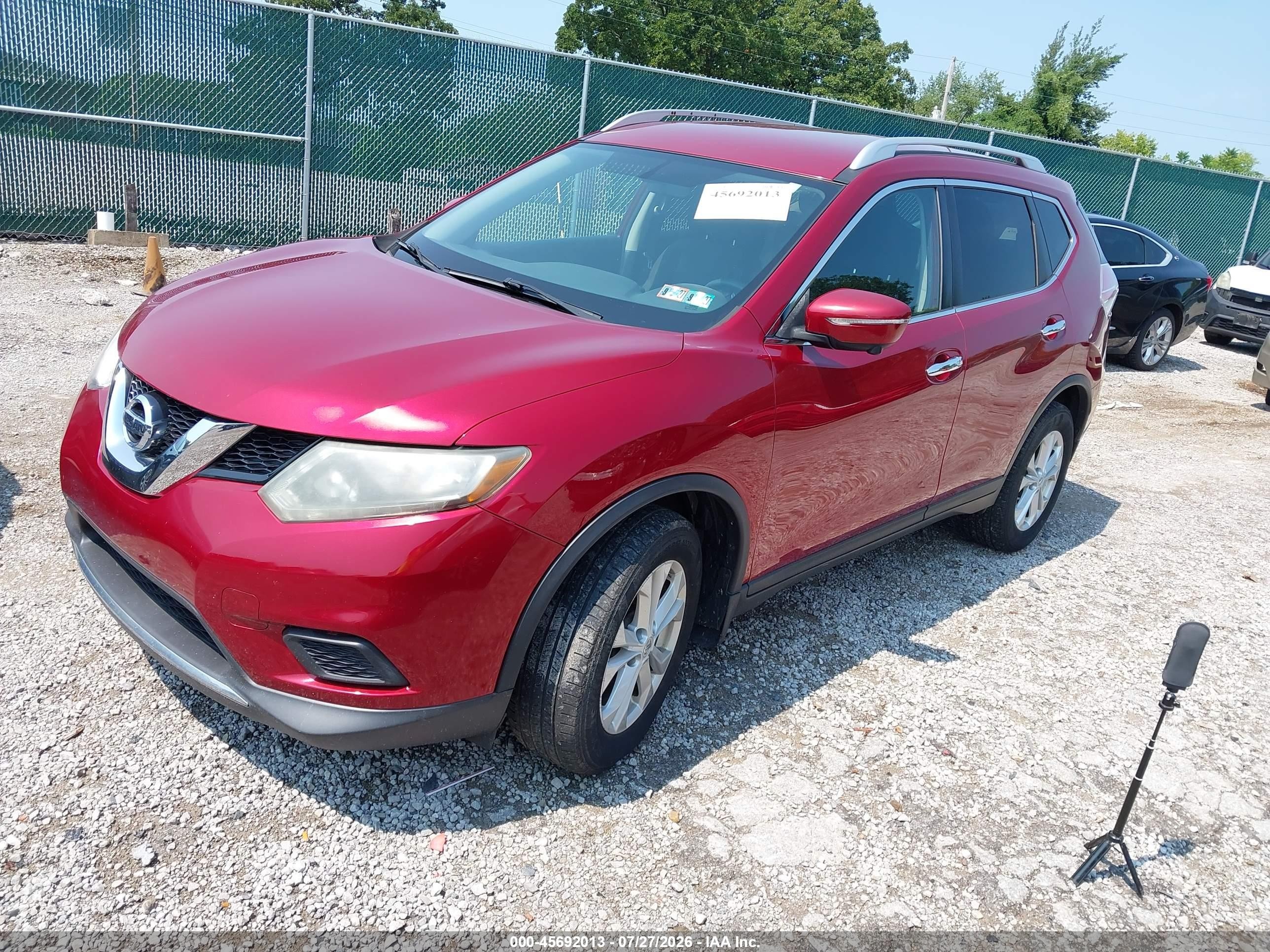 2015 Nissan Rogue Sv Red vin: KNMAT2MV0FP576426
