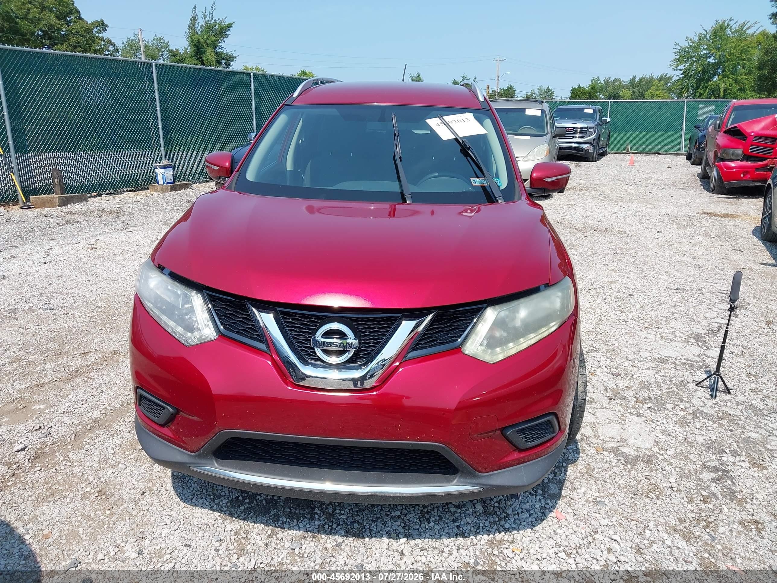 2015 Nissan Rogue Sv Red vin: KNMAT2MV0FP576426