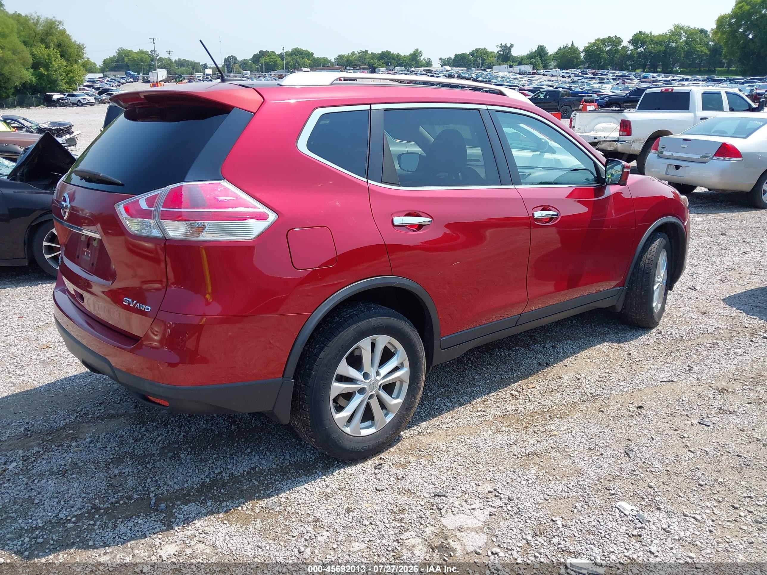 2015 Nissan Rogue Sv Red vin: KNMAT2MV0FP576426
