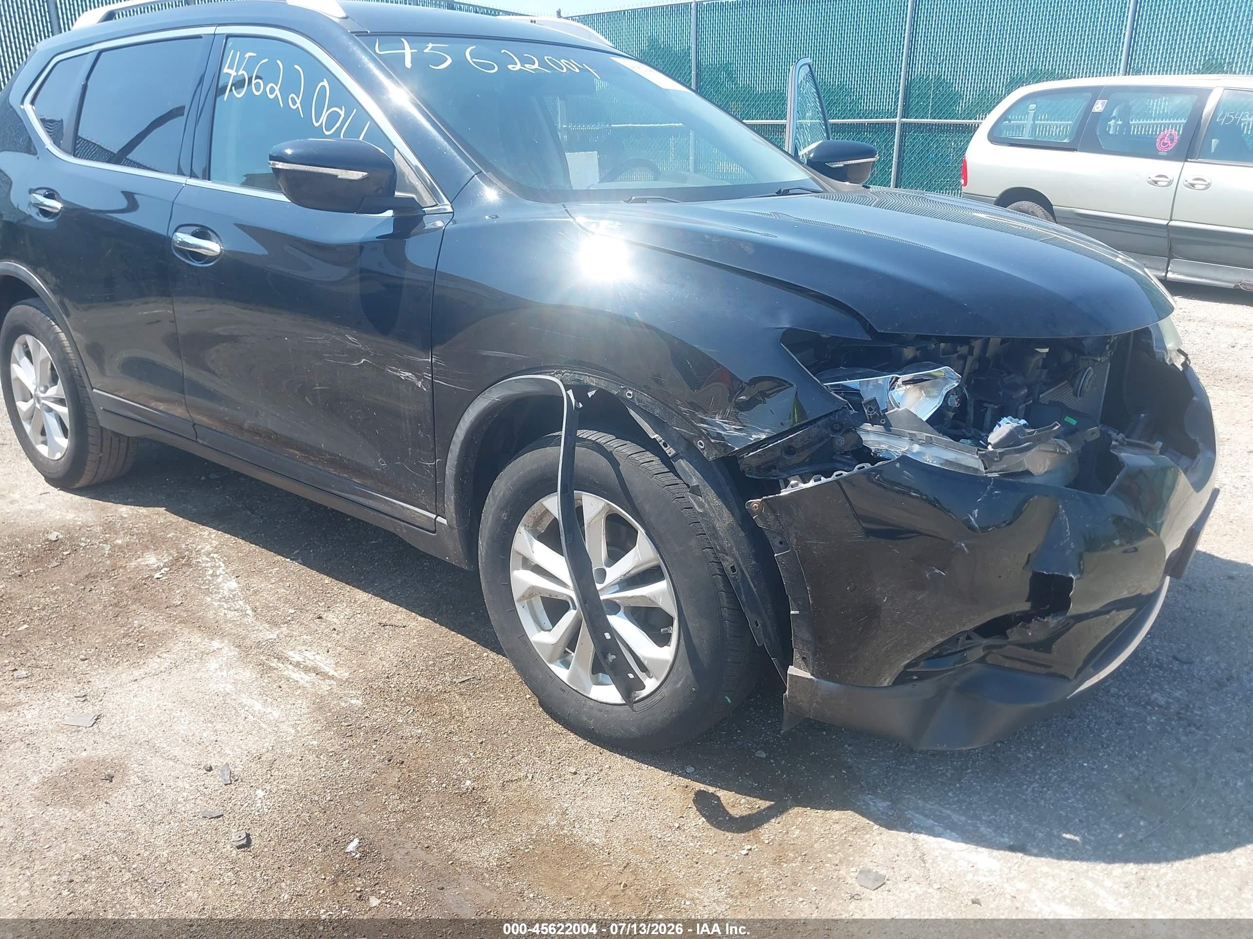 2015 Nissan Rogue Sv Черный vin: KNMAT2MV1FP502545