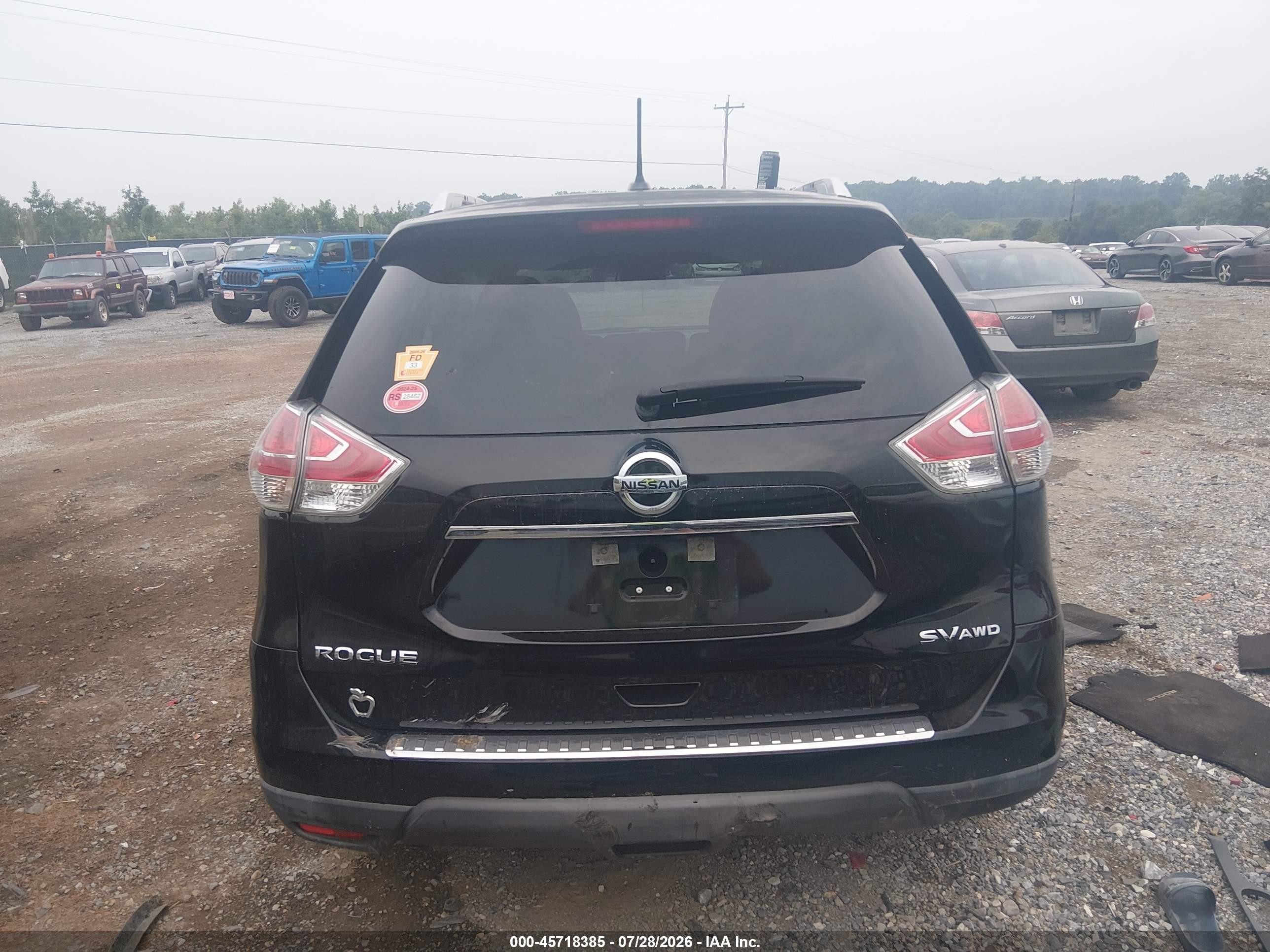 2015 Nissan Rogue Sv Black vin: KNMAT2MV1FP516882
