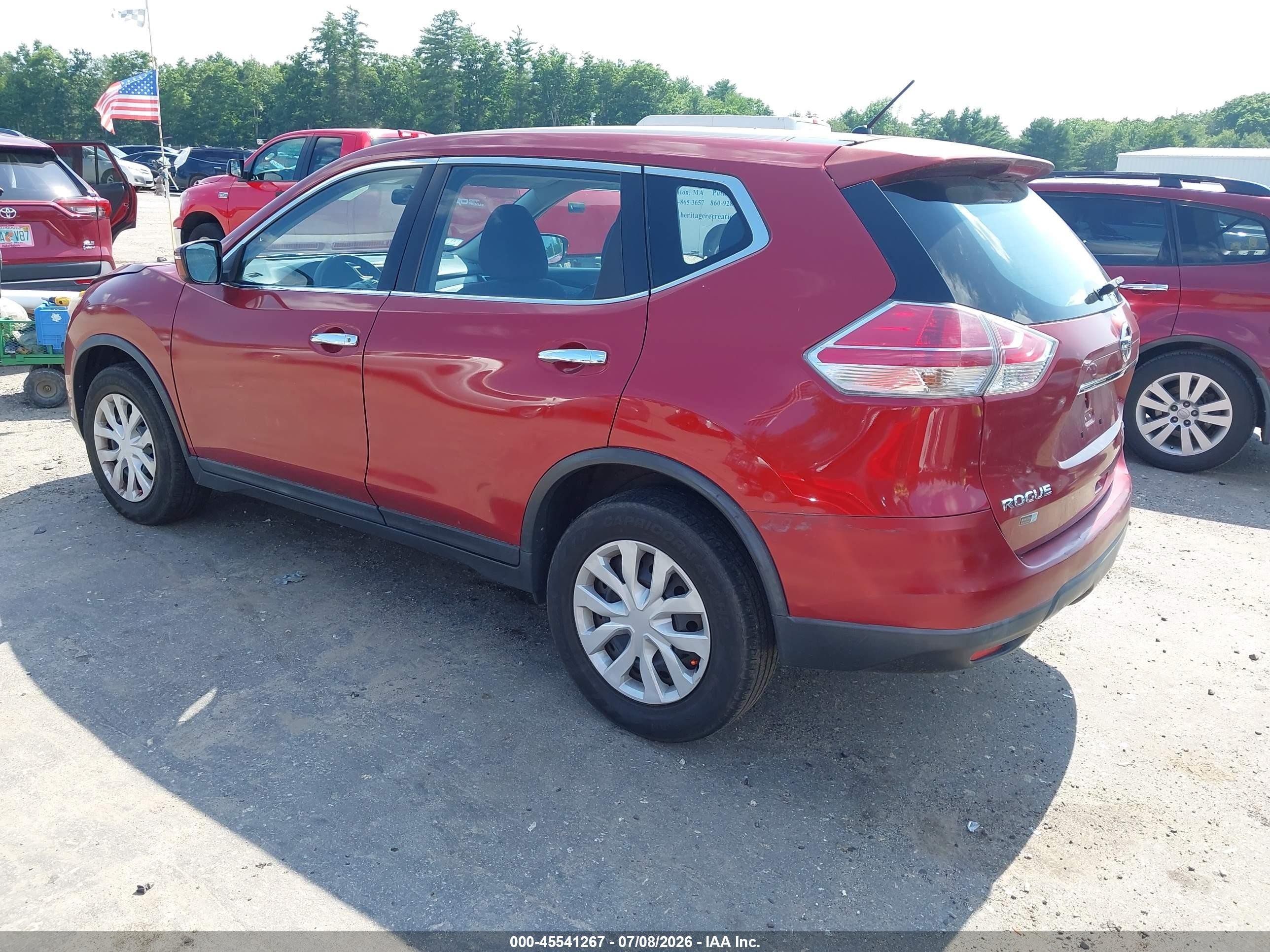2015 Nissan Rogue S Темно-бордовый vin: KNMAT2MV1FP522617