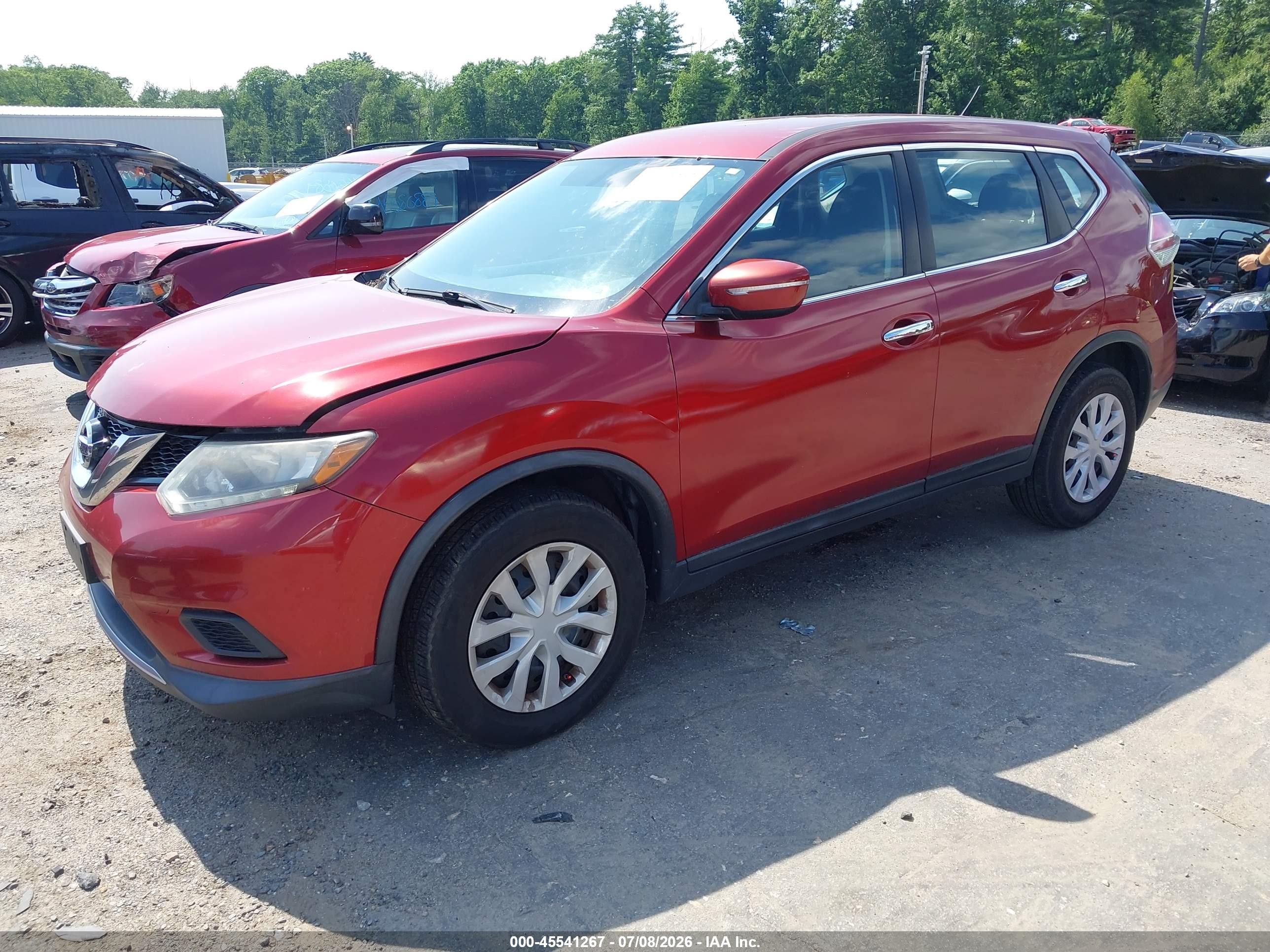 2015 Nissan Rogue S Темно-бордовый vin: KNMAT2MV1FP522617