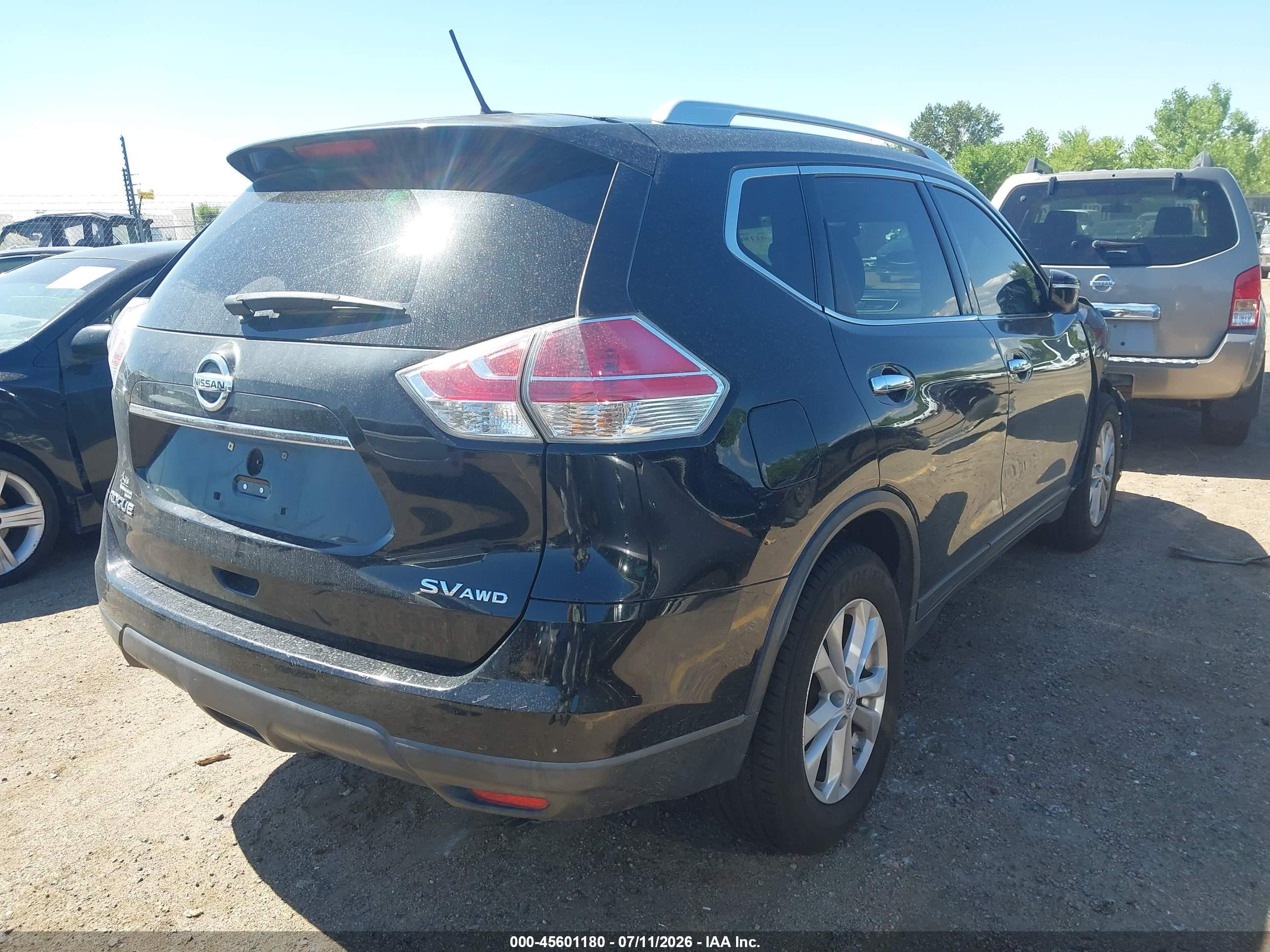 2015 Nissan Rogue Sv Черный vin: KNMAT2MV1FP536324