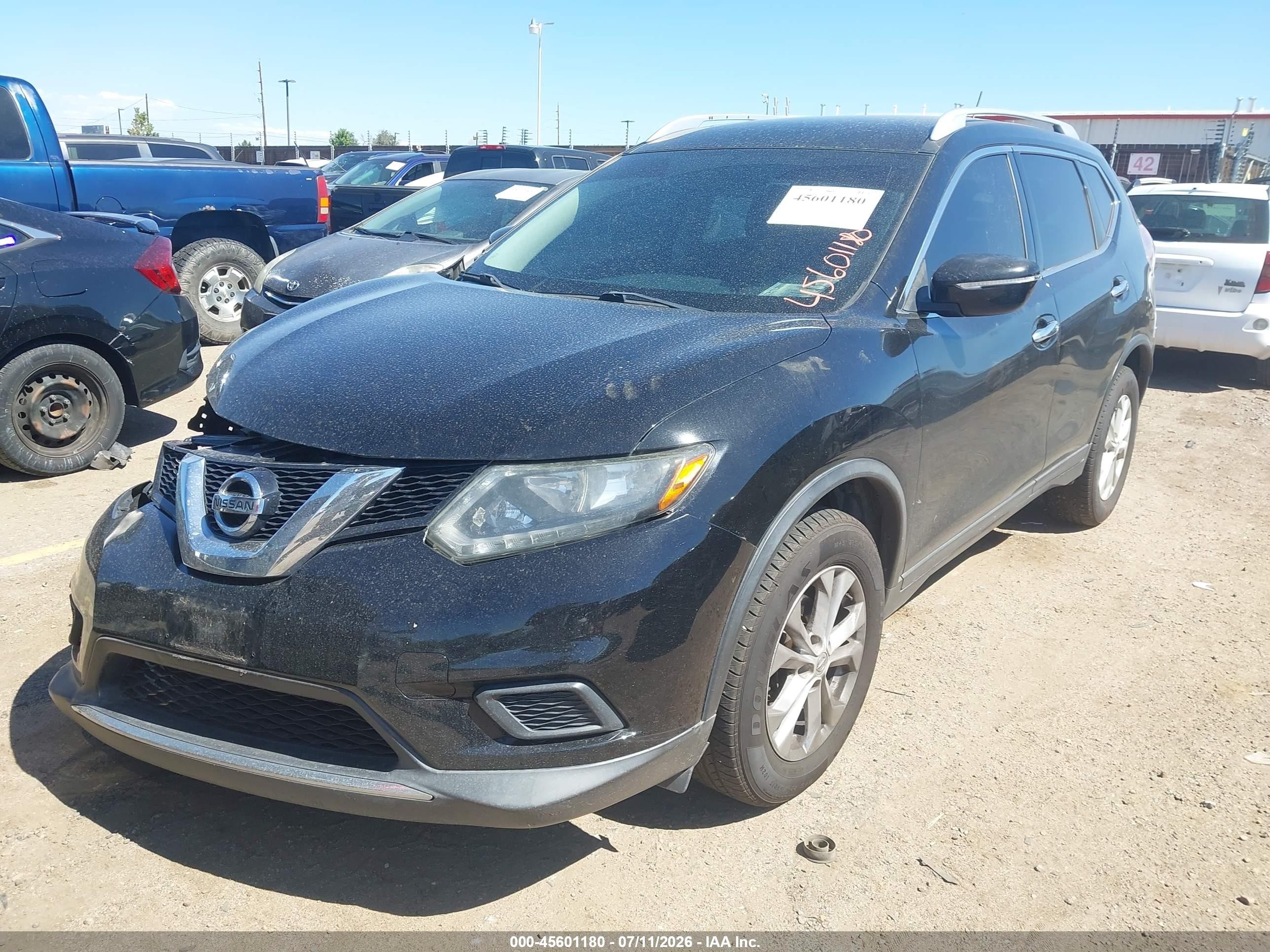 2015 Nissan Rogue Sv Черный vin: KNMAT2MV1FP536324