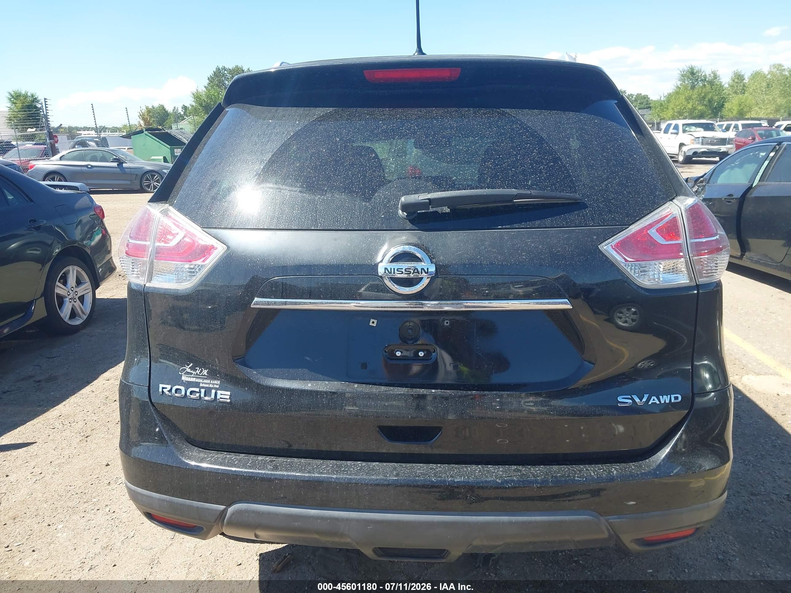 2015 Nissan Rogue Sv Черный vin: KNMAT2MV1FP536324