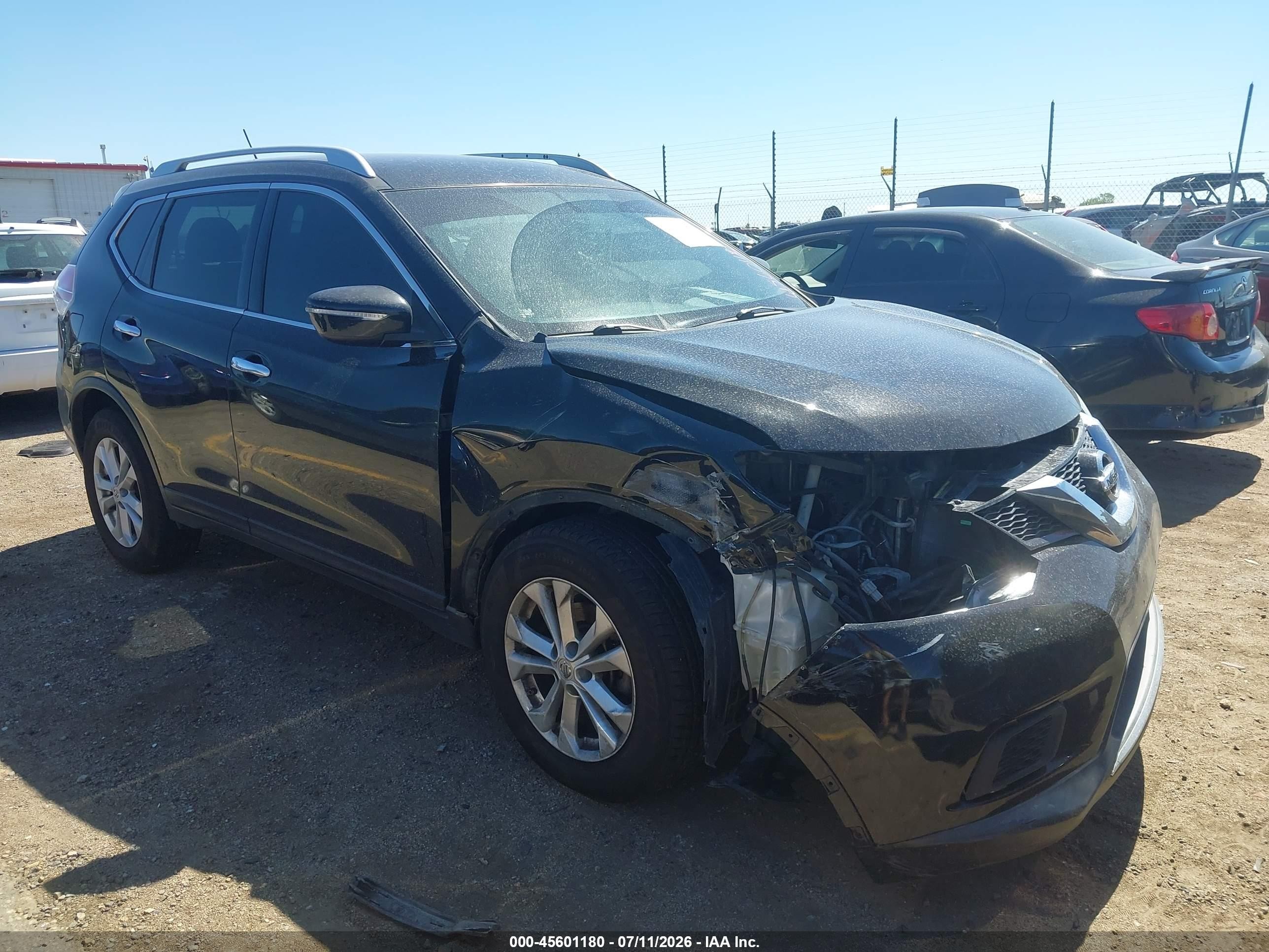2015 Nissan Rogue Sv Черный vin: KNMAT2MV1FP536324