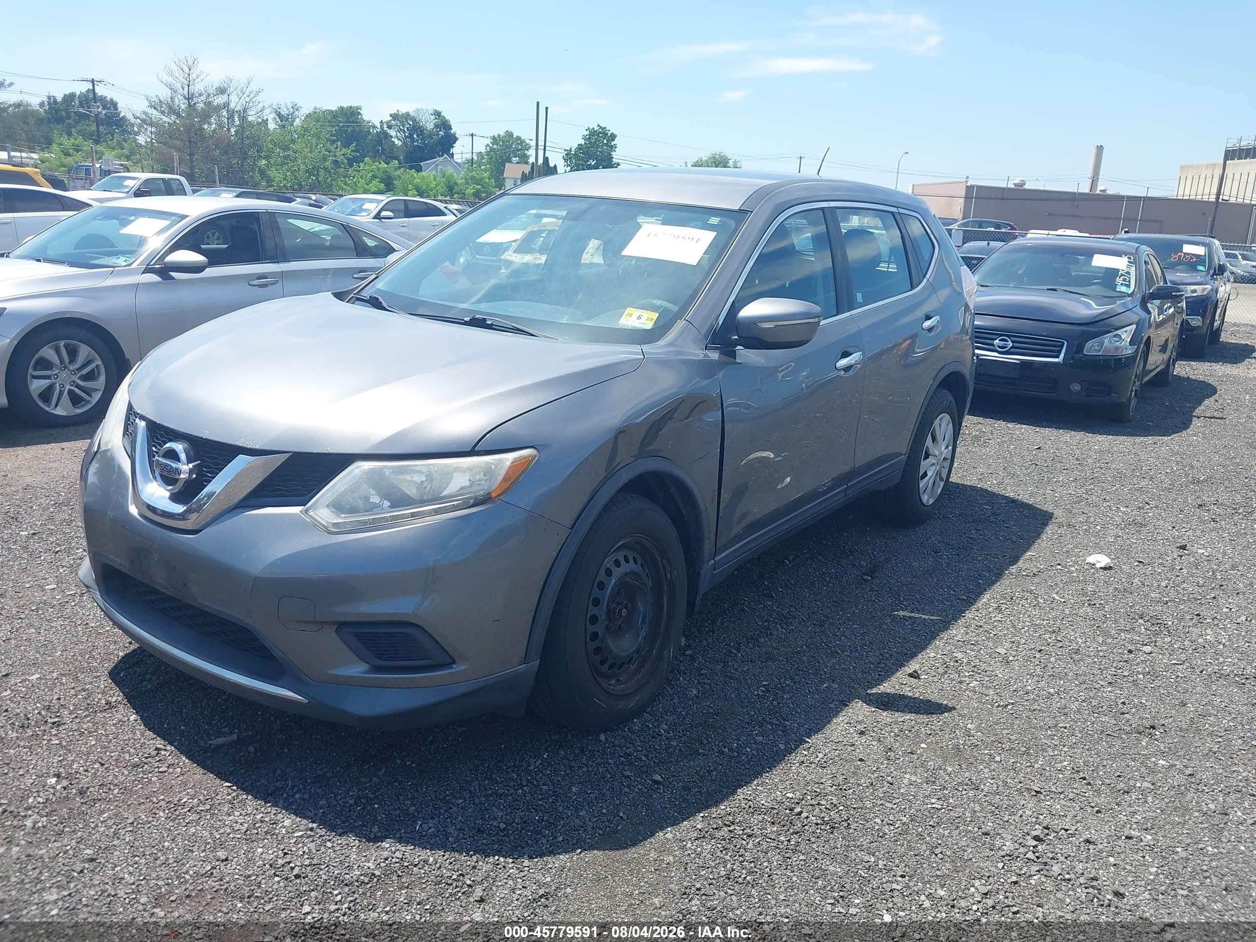 2015 Nissan Rogue S Gray vin: KNMAT2MV1FP542088