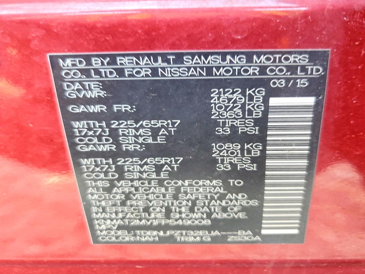2015 Nissan Rogue S Красный vin: KNMAT2MV1FP549008